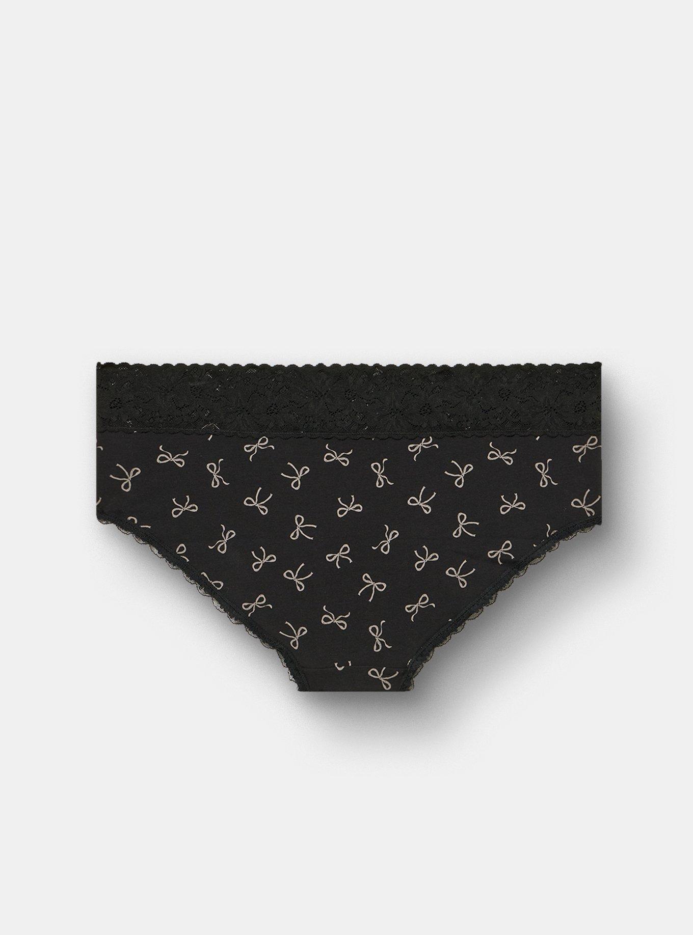 Cotton Mid-Rise Hipster Lace Trim Panty, BRINN BOWS SILVER FILIGREE, alternate