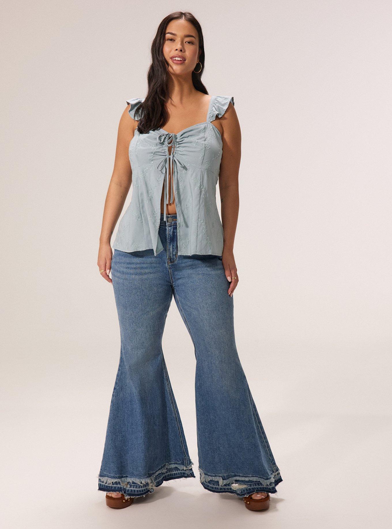 Festi Tie-Front Flutter Sleeve Tank, ARONA, alternate