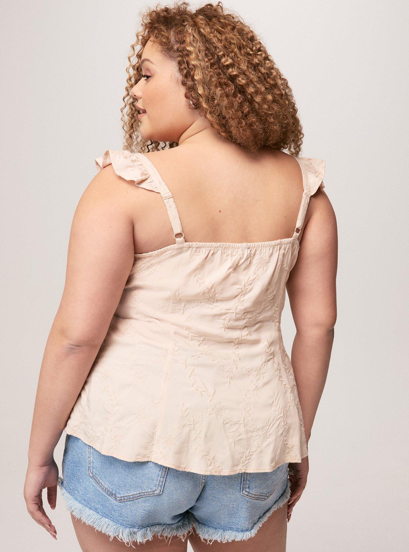 Festi Tie-Front Flutter Sleeve Tank, SAND DOLLAR, alternate