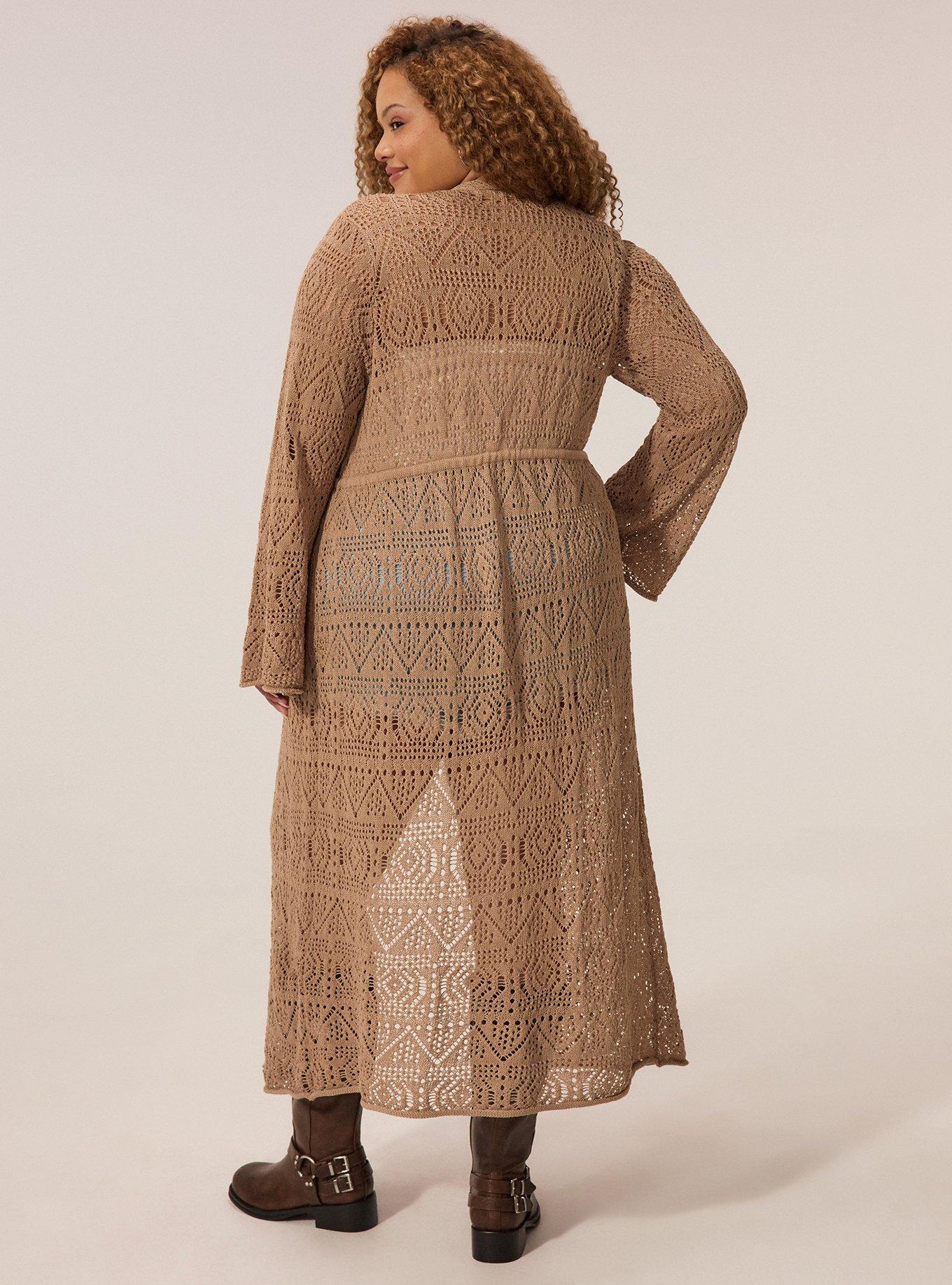 Plus Size Festi Tie Front Bell Sleeve Duster, NATURAL, alternate