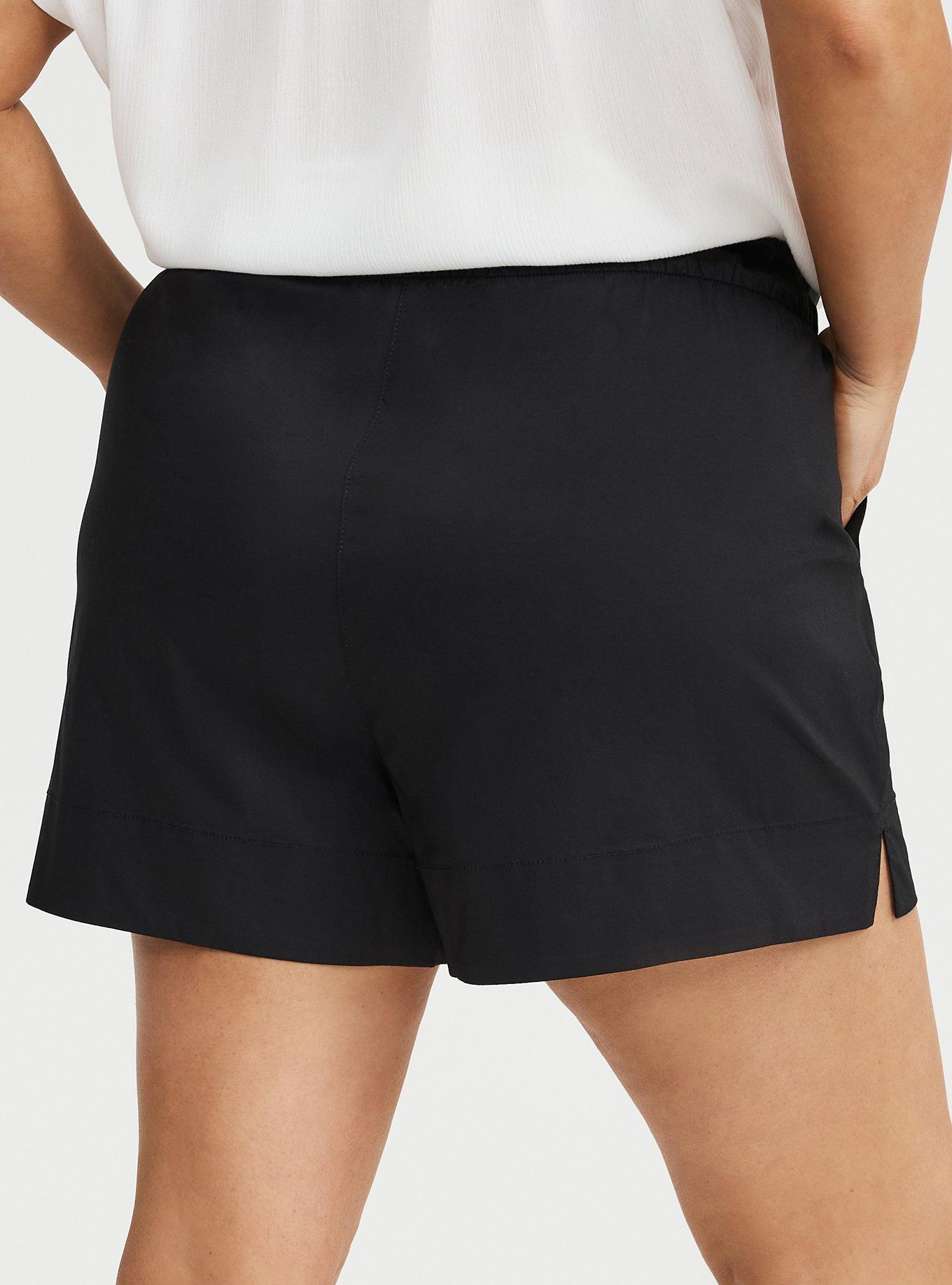 Pull On Poplin Mid-Rise Short, DEEP BLACK, alternate