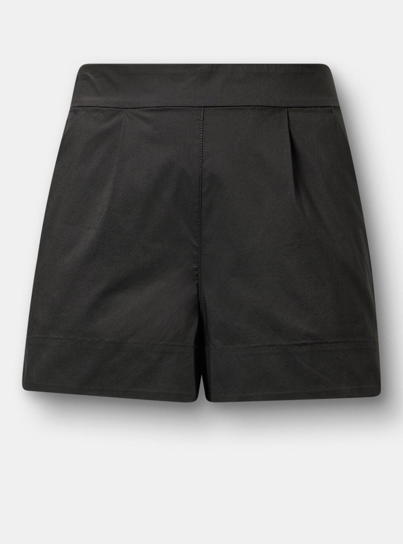 Pull On Poplin Mid-Rise Short, DEEP BLACK, hi-res
