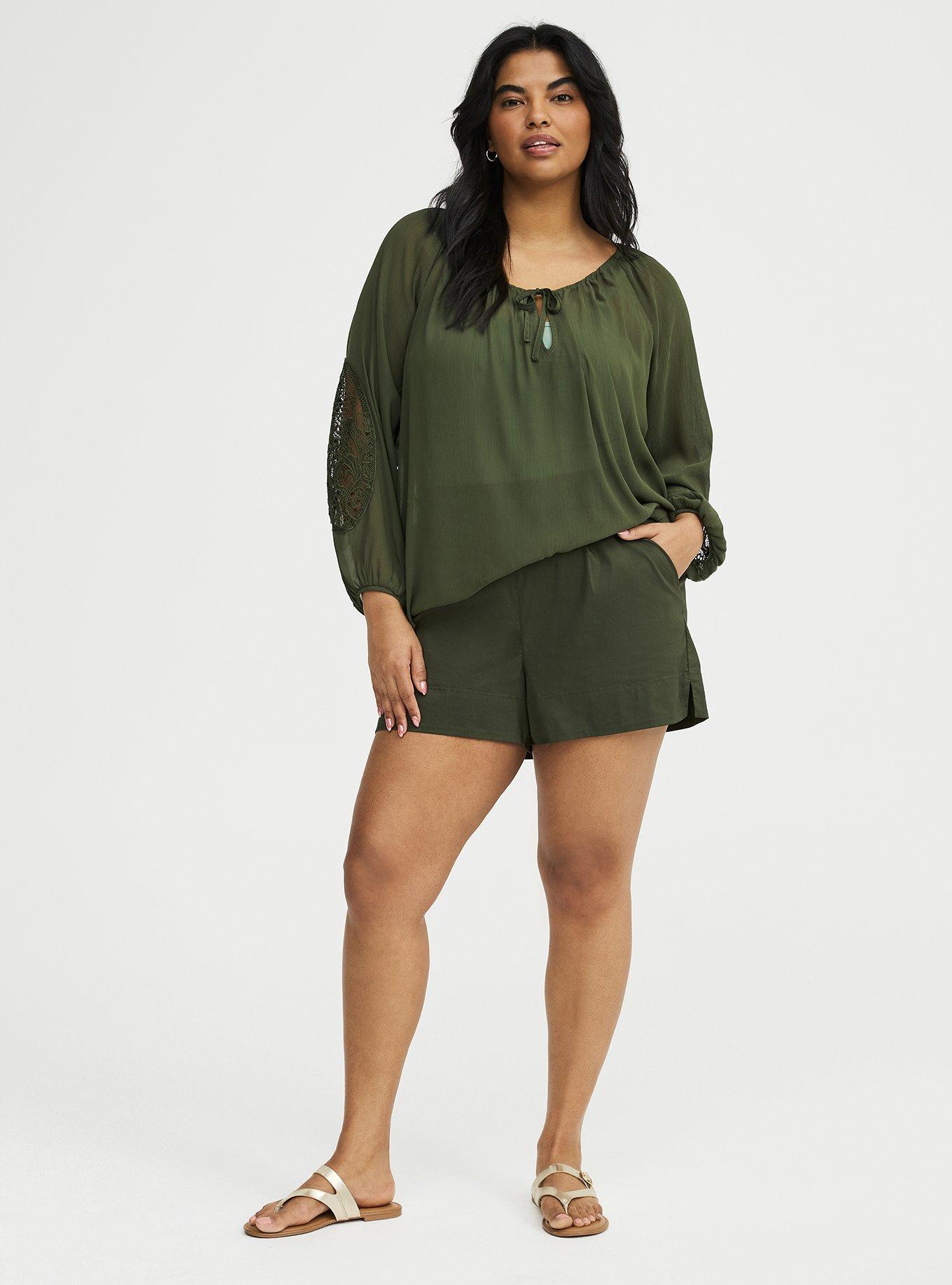 Pull On Poplin Mid-Rise Short, DEEP DEPTHS, hi-res