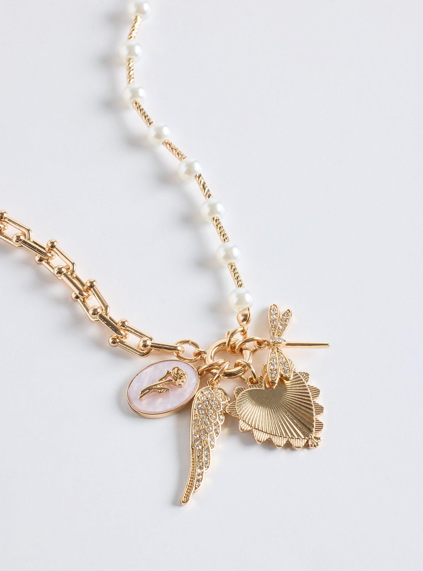 Pearl Link Charm Necklace, , alternate