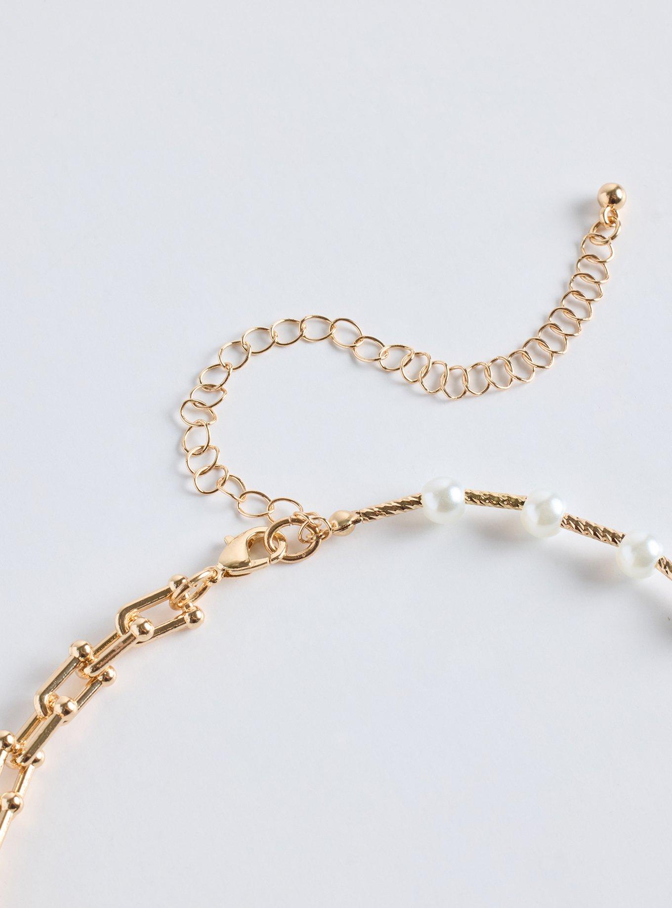 Pearl Link Charm Necklace, , alternate