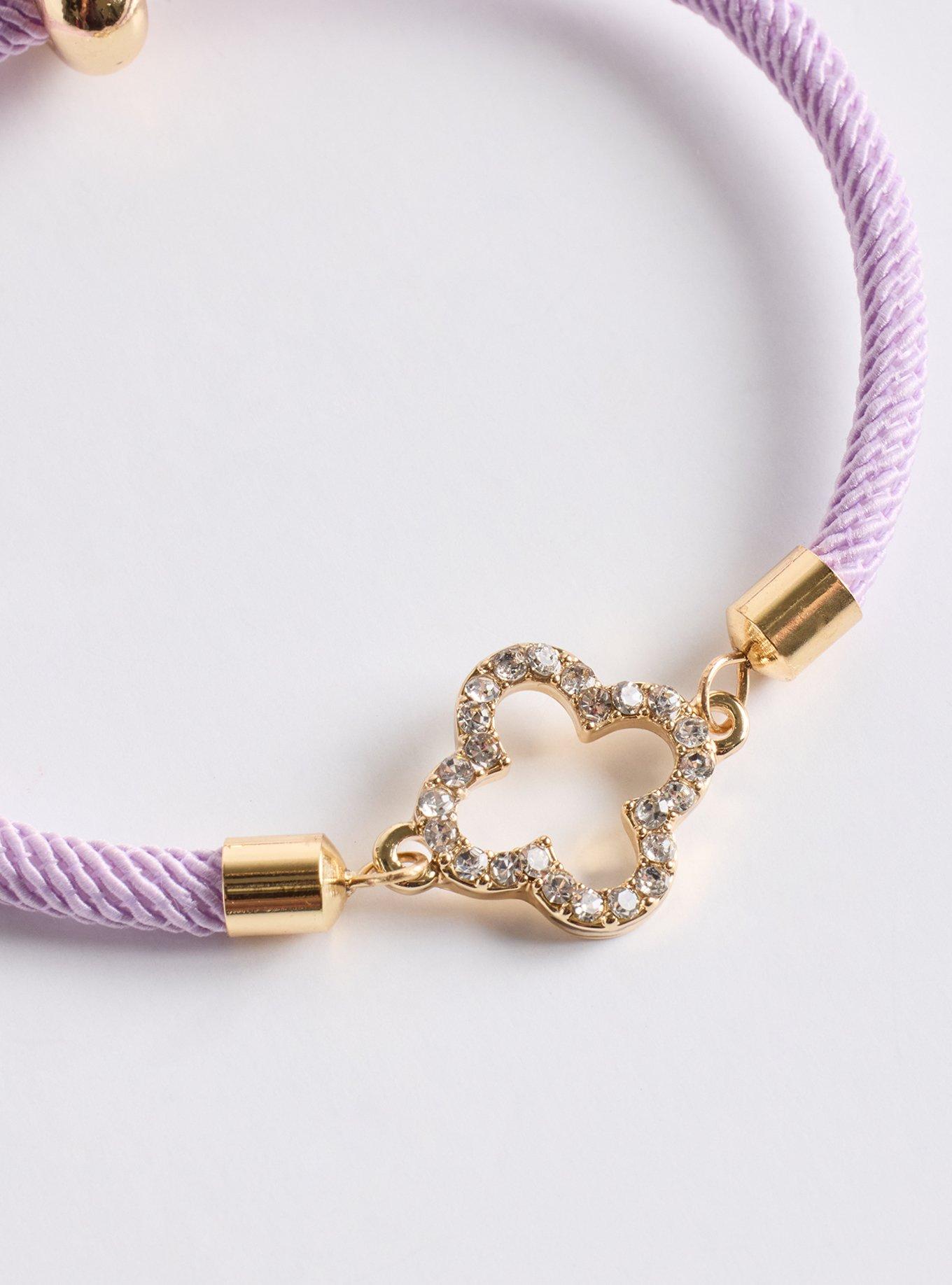 Clover Cord Bracelet, LILAC, alternate
