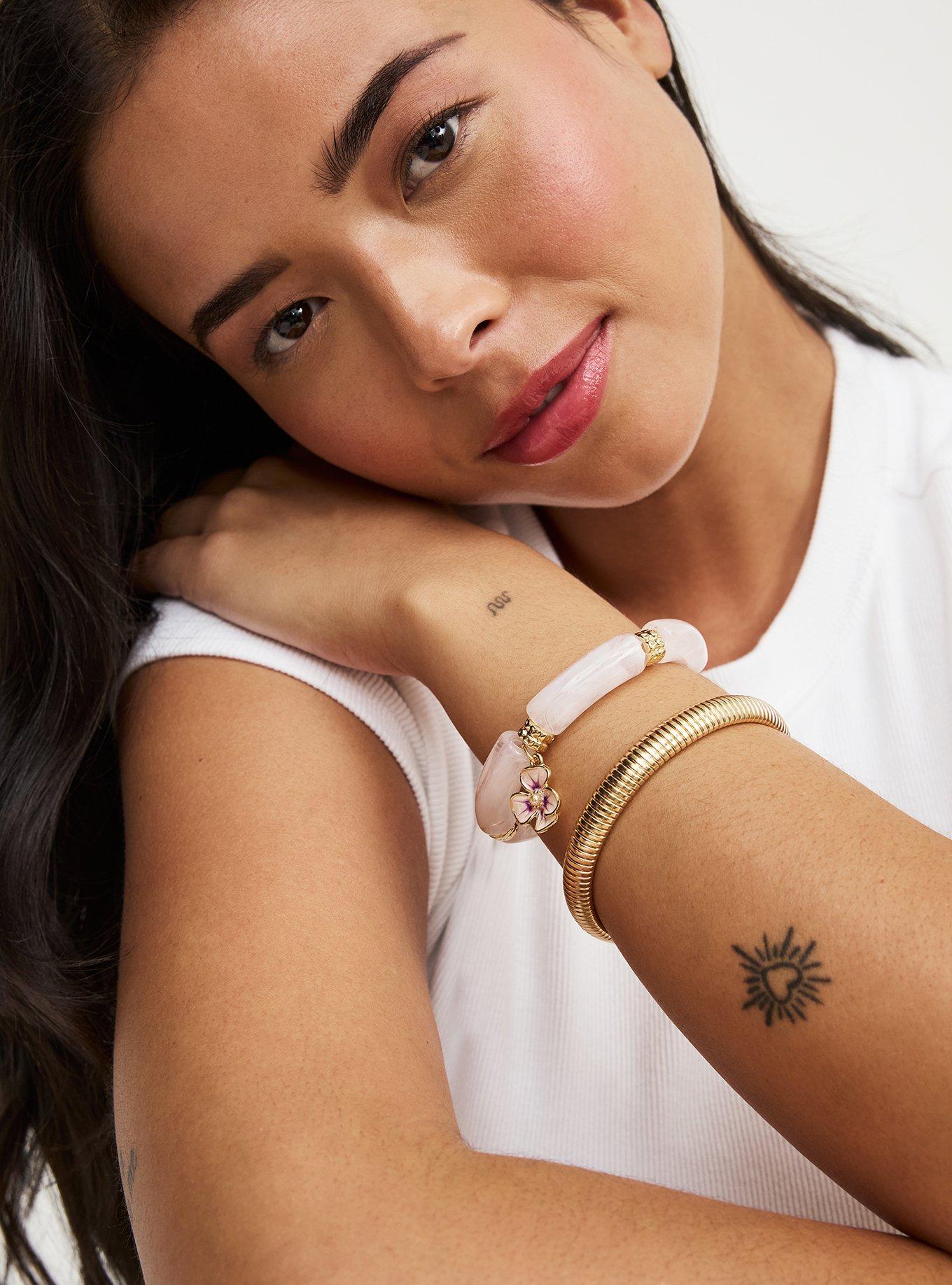 Beaded Texture Stretch Bracelet Set, PINK, alternate