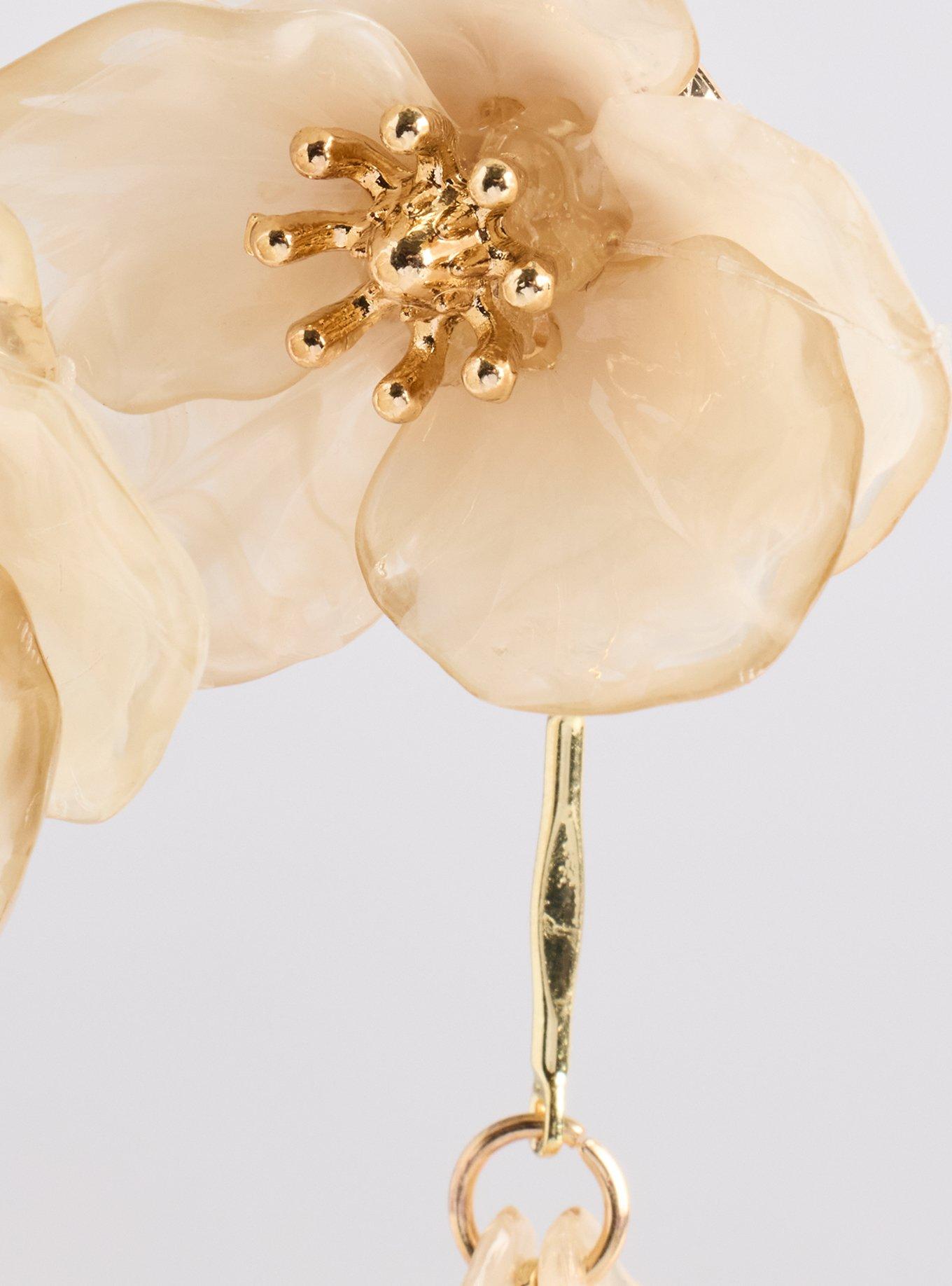 Floral Linear Statement Earring, IVORY, alternate