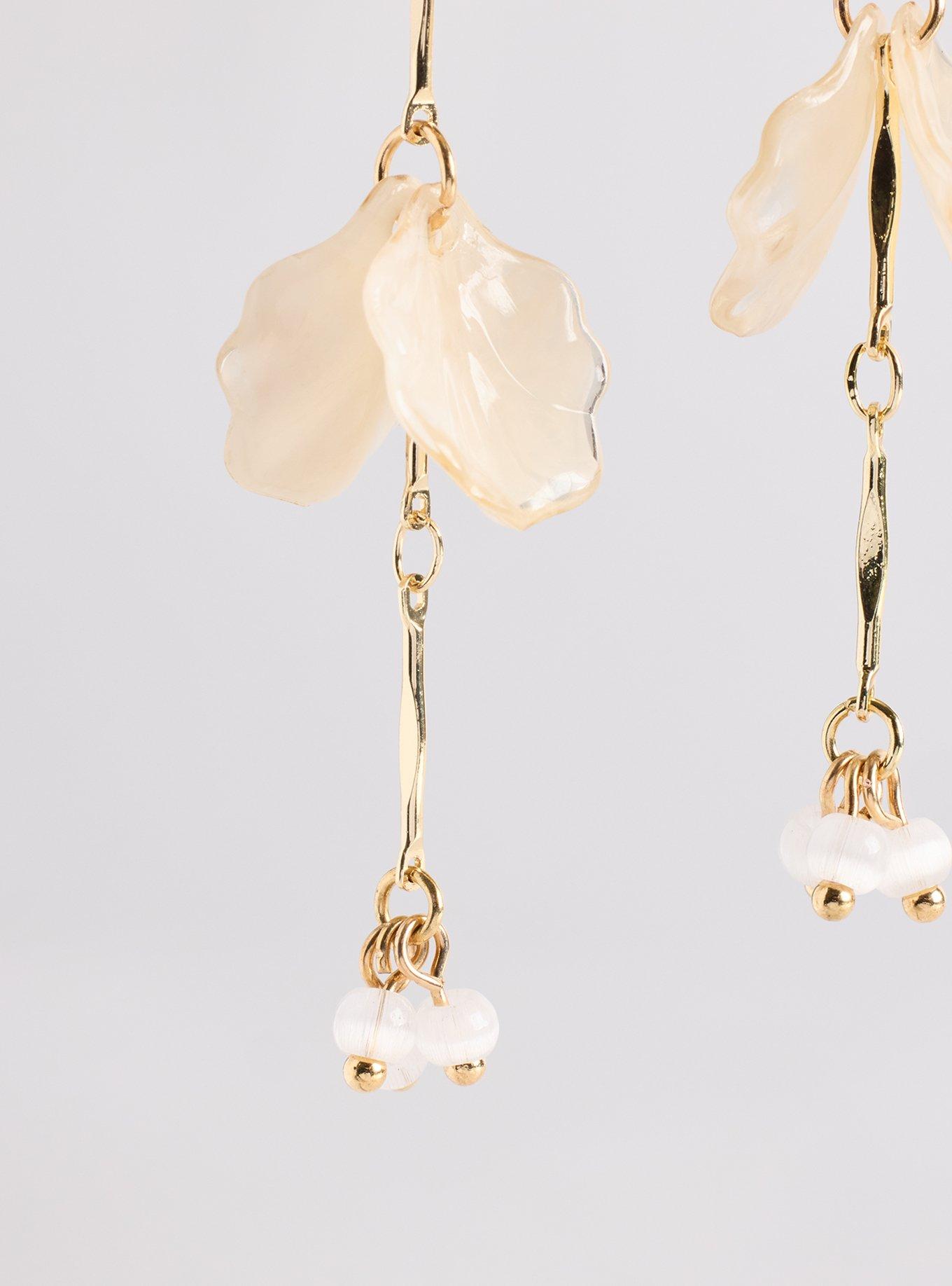 Floral Linear Statement Earring, IVORY, alternate