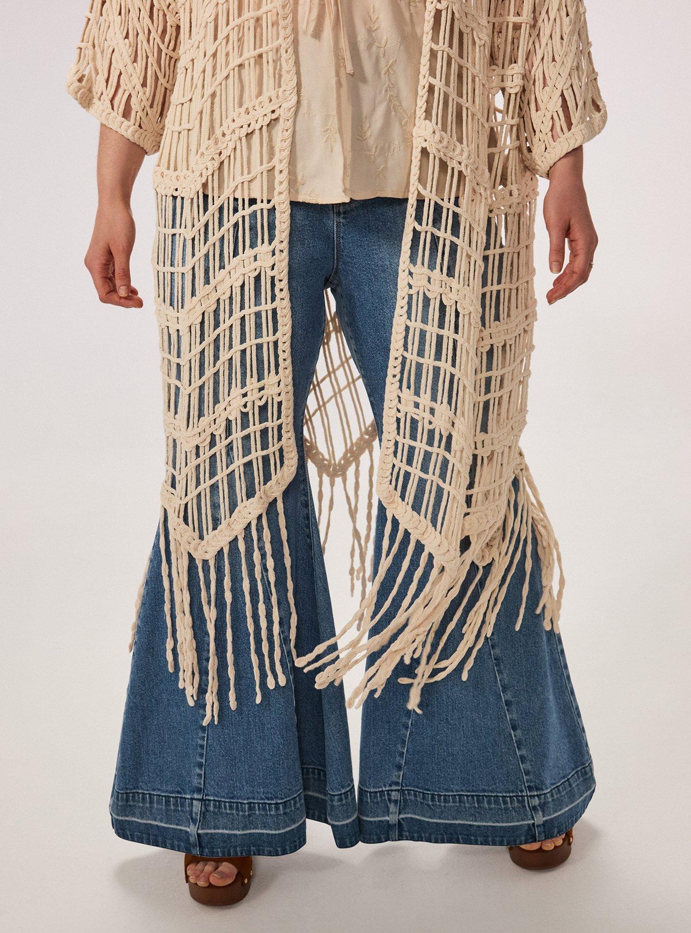 Festi Crochet Fringe Kimono, SAND DOLLAR, alternate