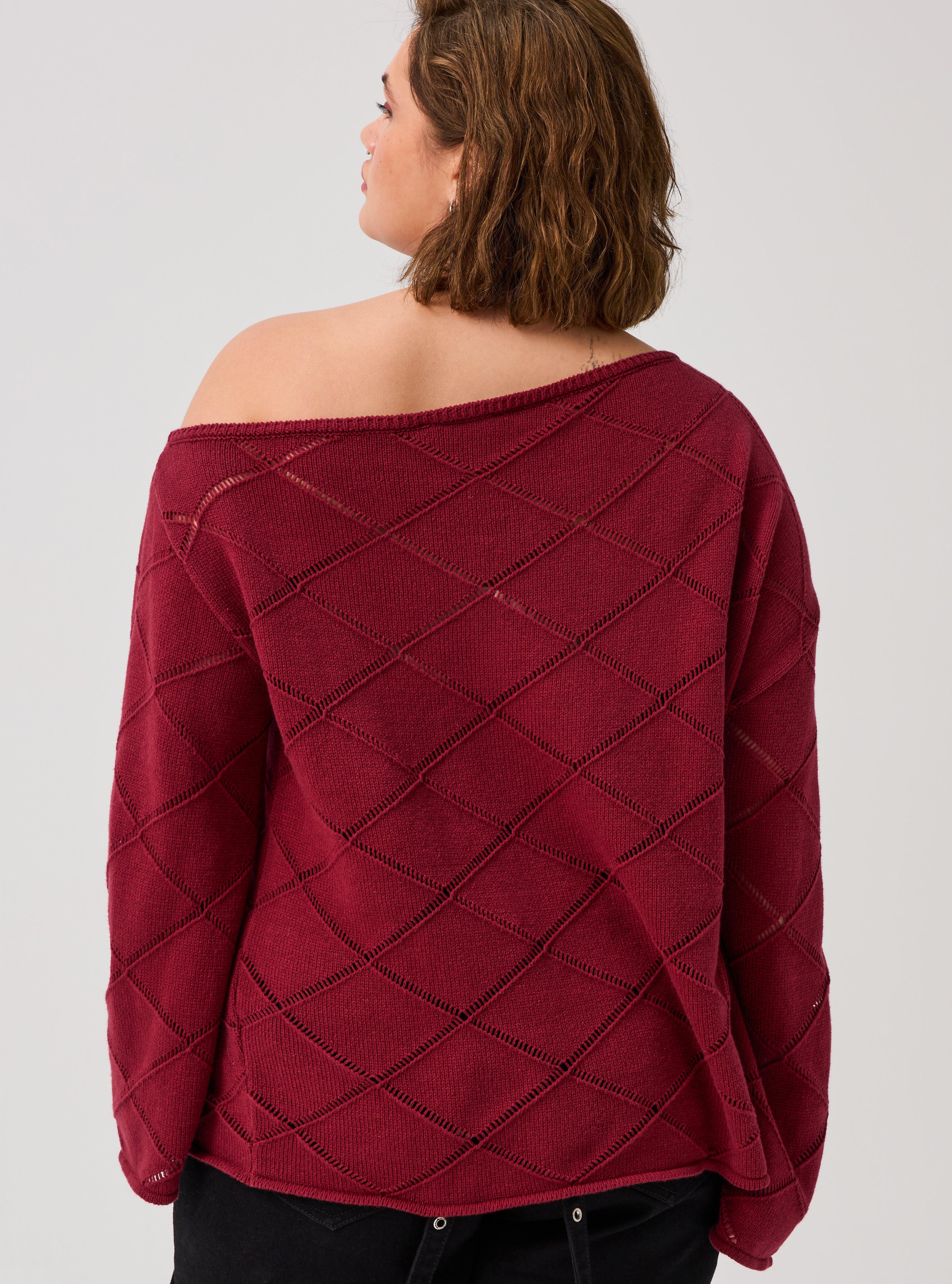 Nightfall Off-Shoulder Sweater, CABERNET, alternate