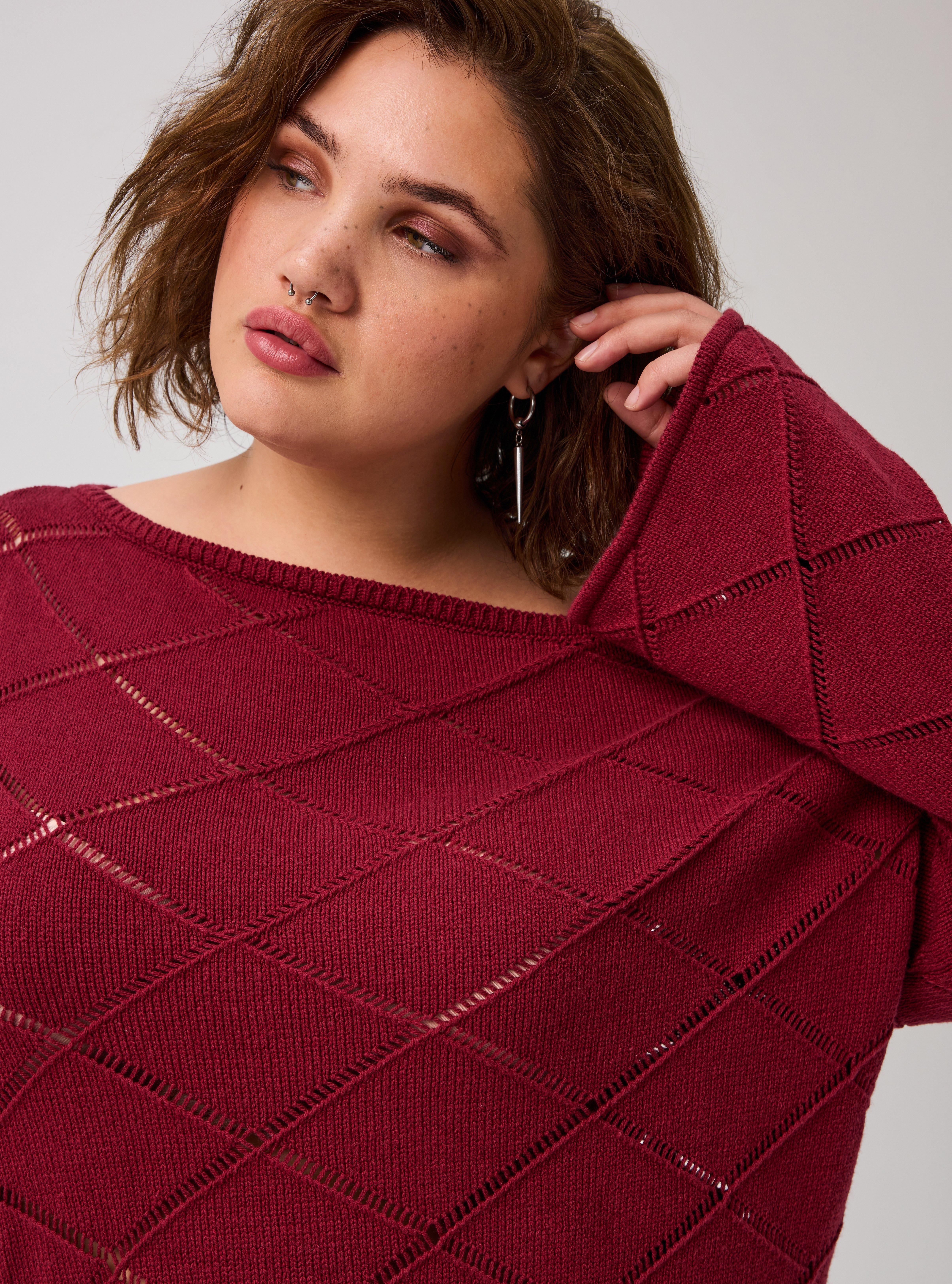 Nightfall Off-Shoulder Sweater, CABERNET, alternate