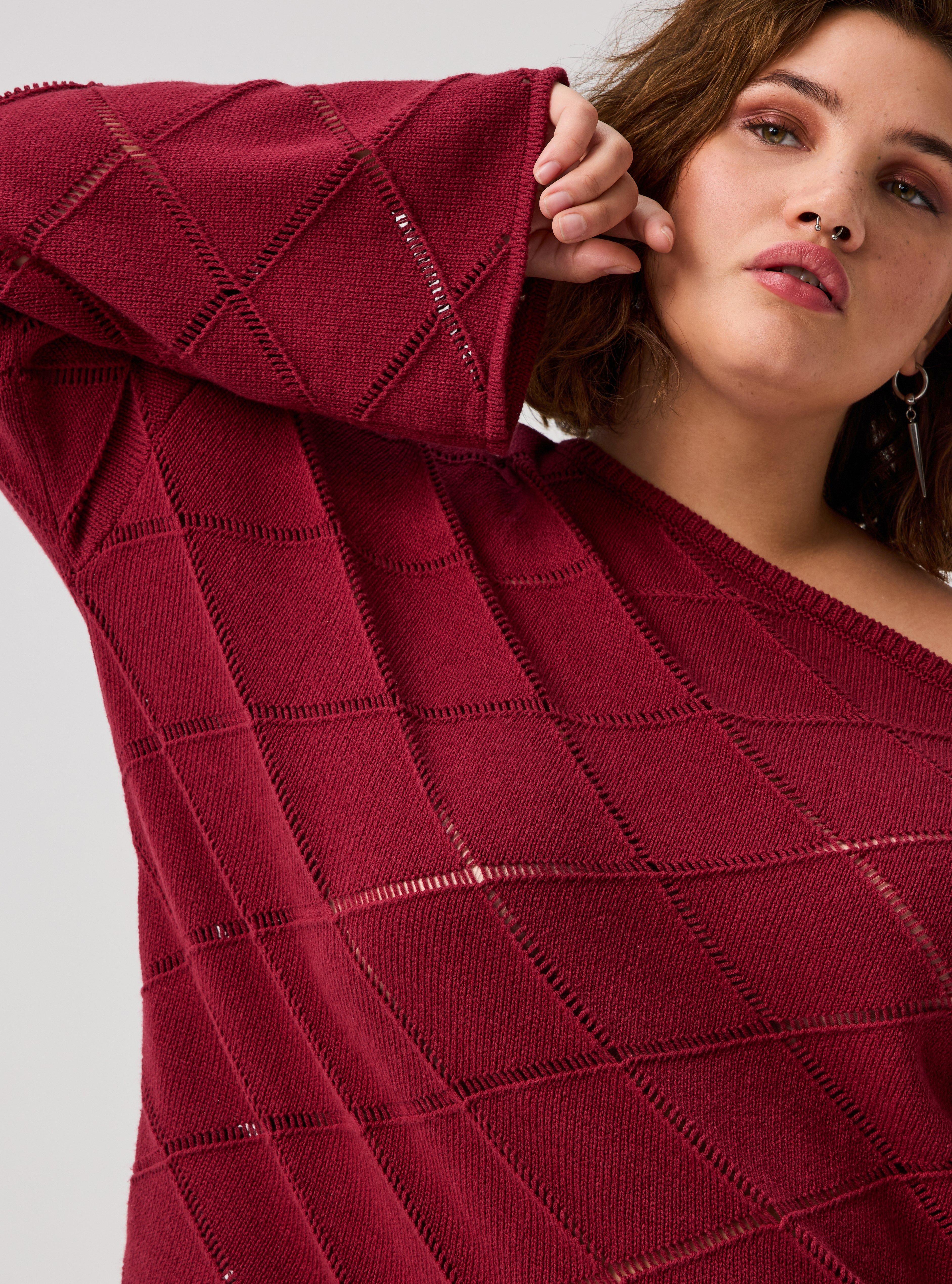 Nightfall Off-Shoulder Sweater, CABERNET, alternate