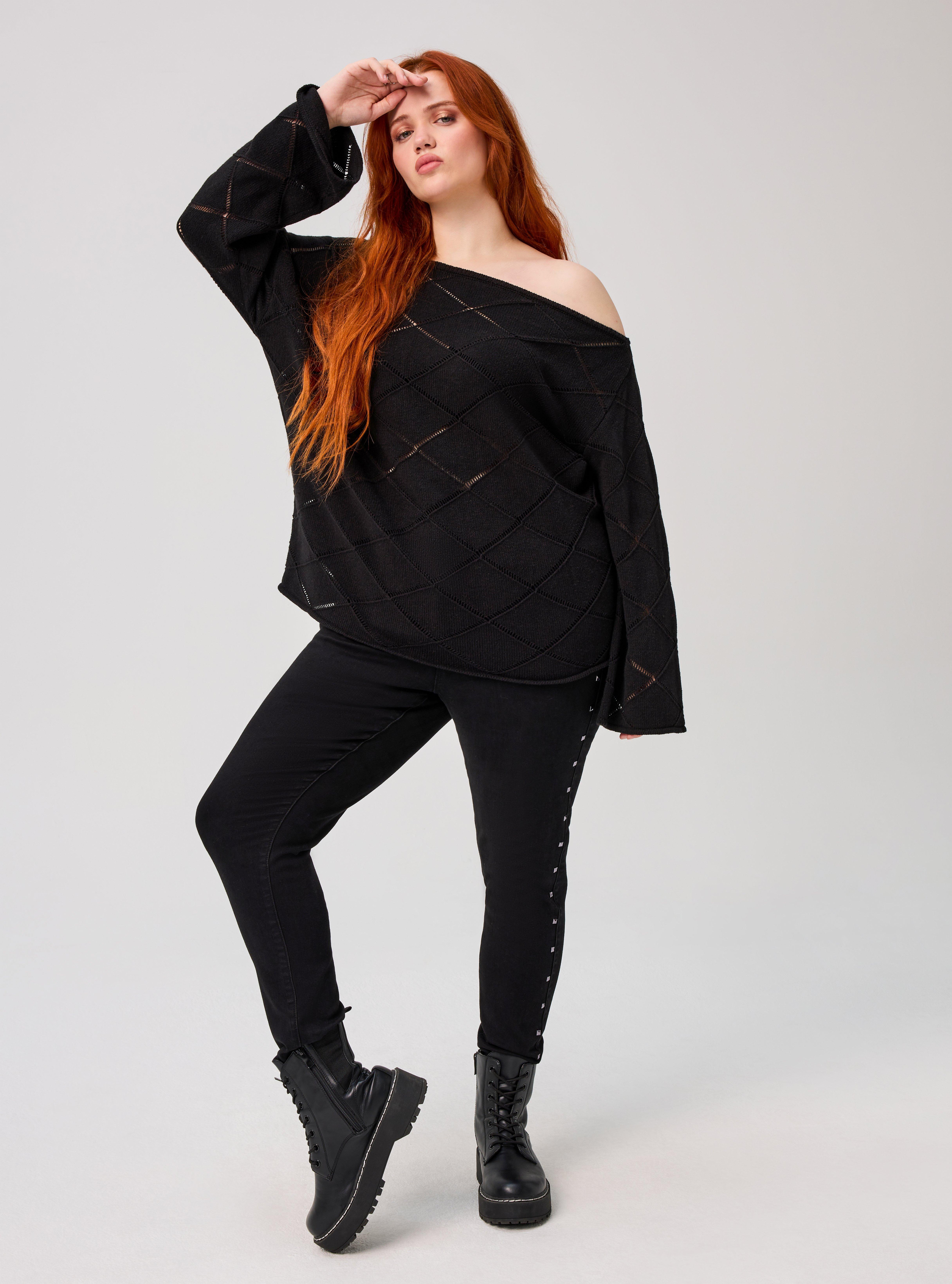 Nightfall Off-Shoulder Sweater, DEEP BLACK, alternate
