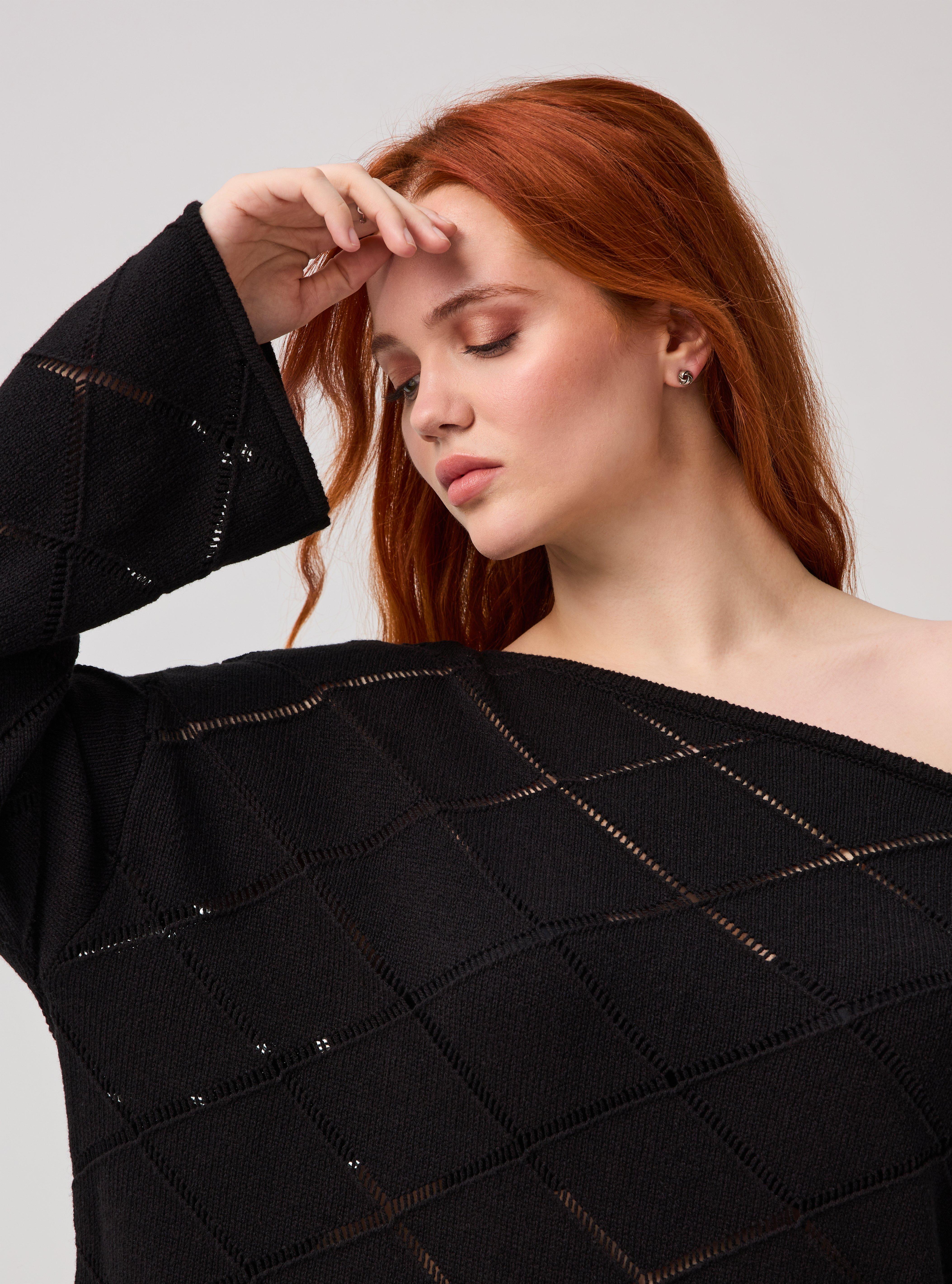 Nightfall Off-Shoulder Sweater, DEEP BLACK, alternate