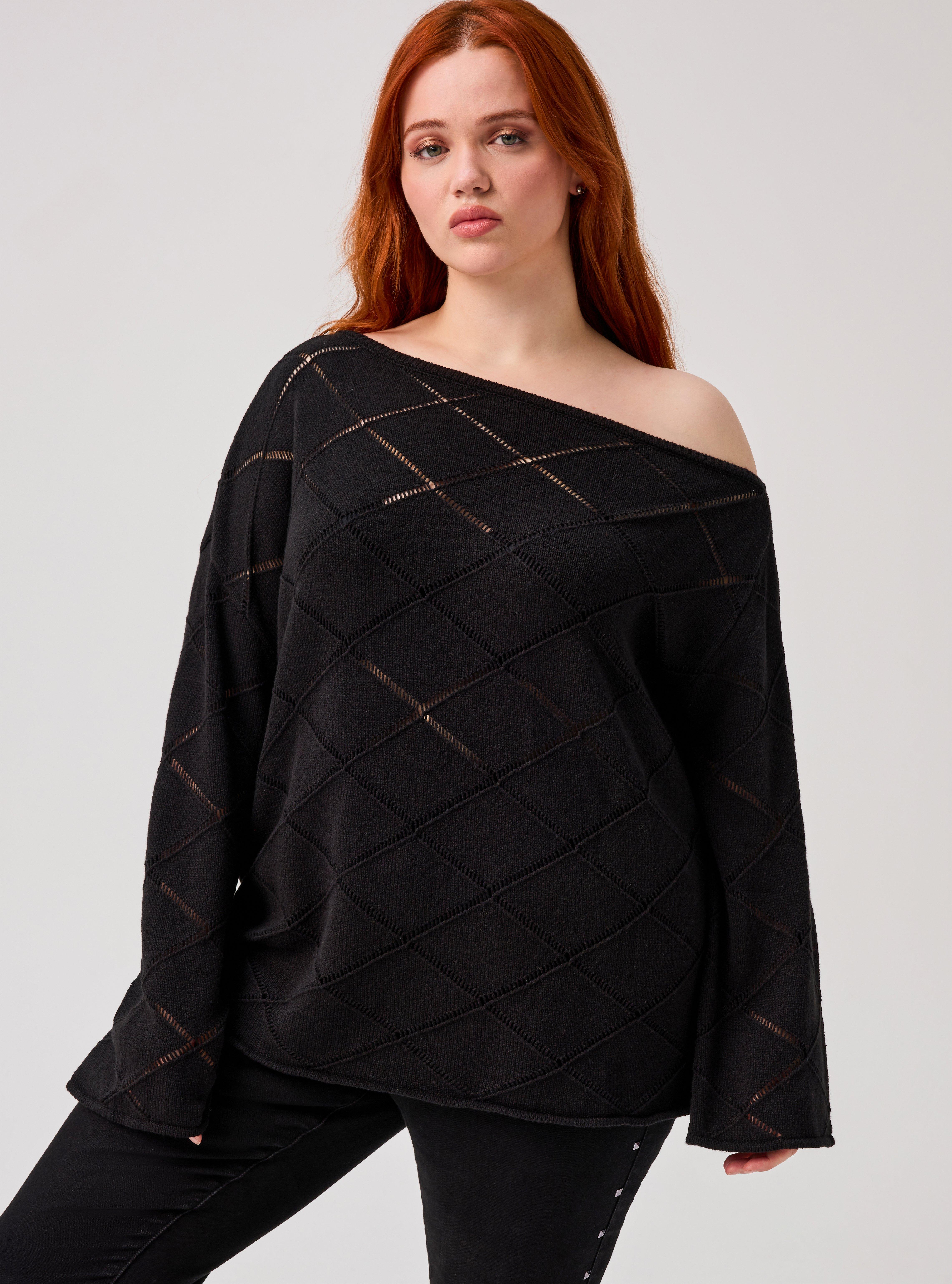 Nightfall Off-Shoulder Sweater, DEEP BLACK, hi-res