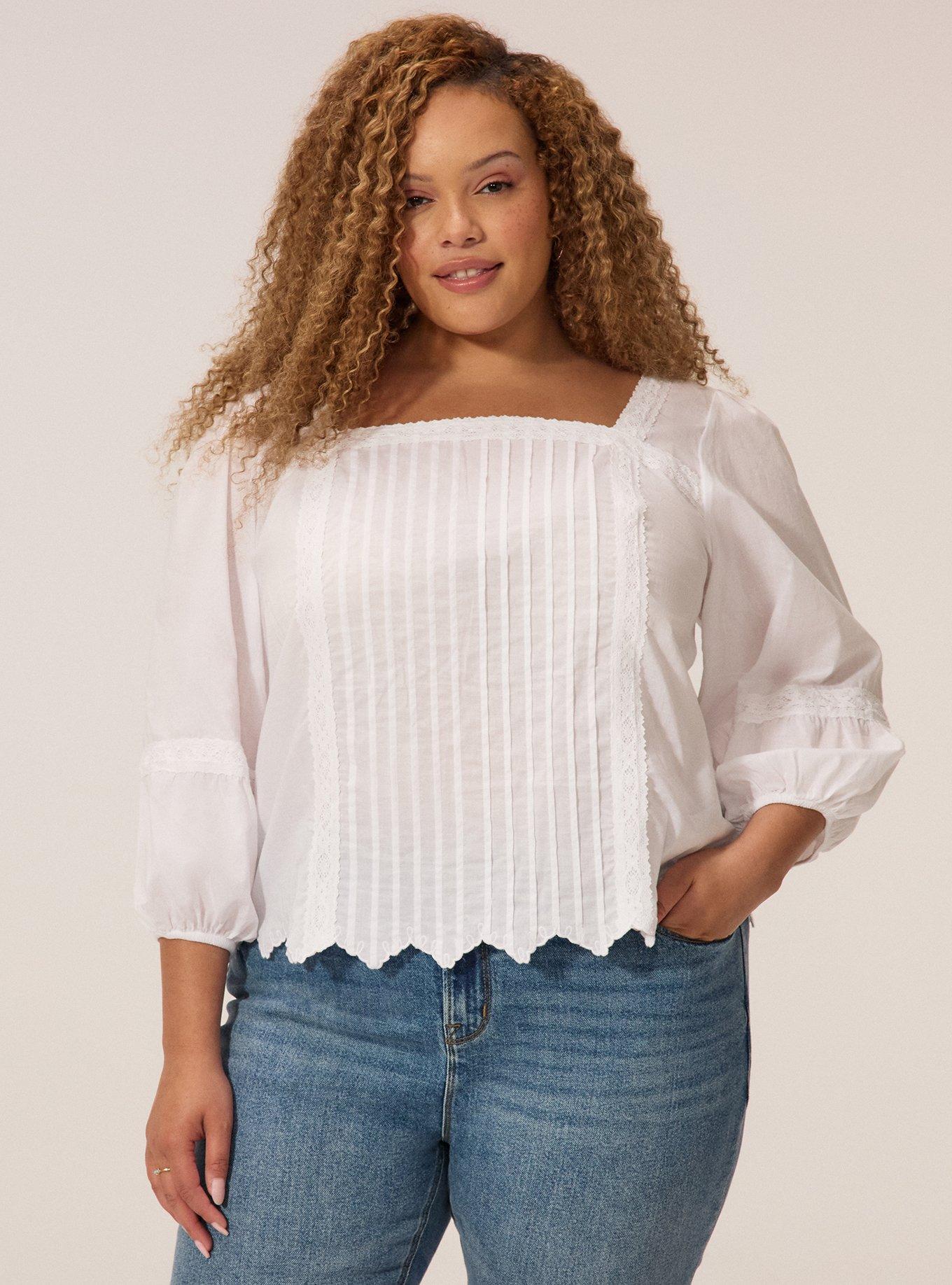 Festi Square Trim Detail Top, BRIGHT WHITE, hi-res