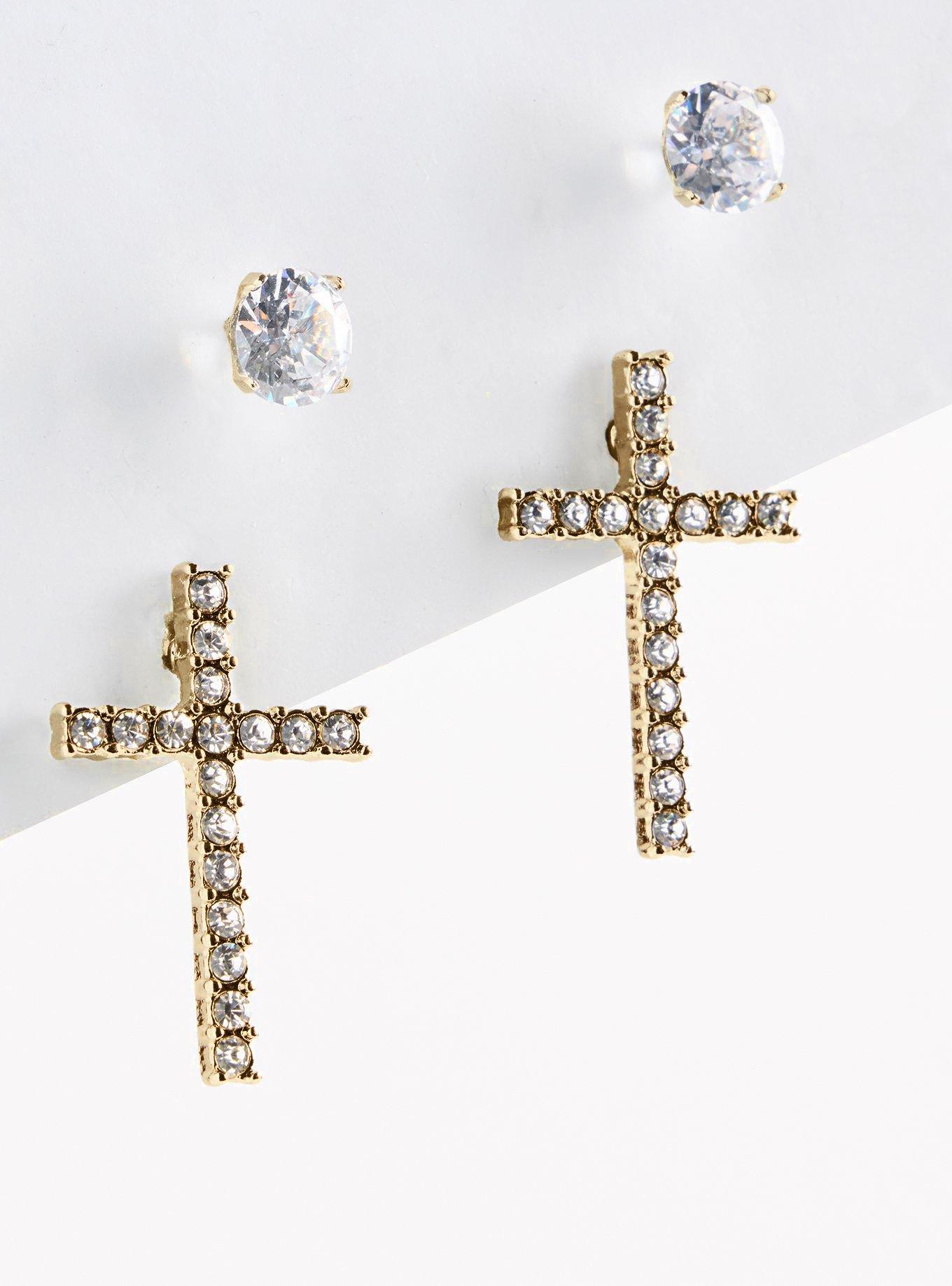 Cross & Stud Set, GOLD, hi-res