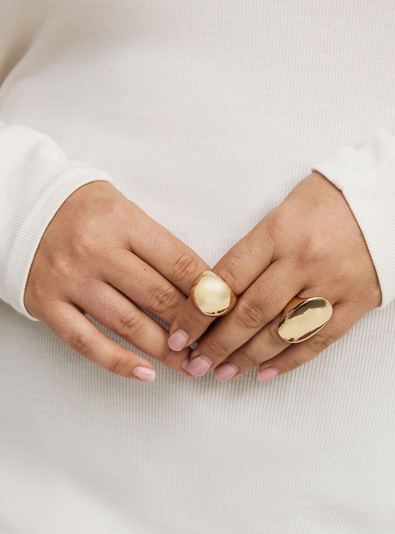 Organic Statement Ring Set, GOLD, hi-res