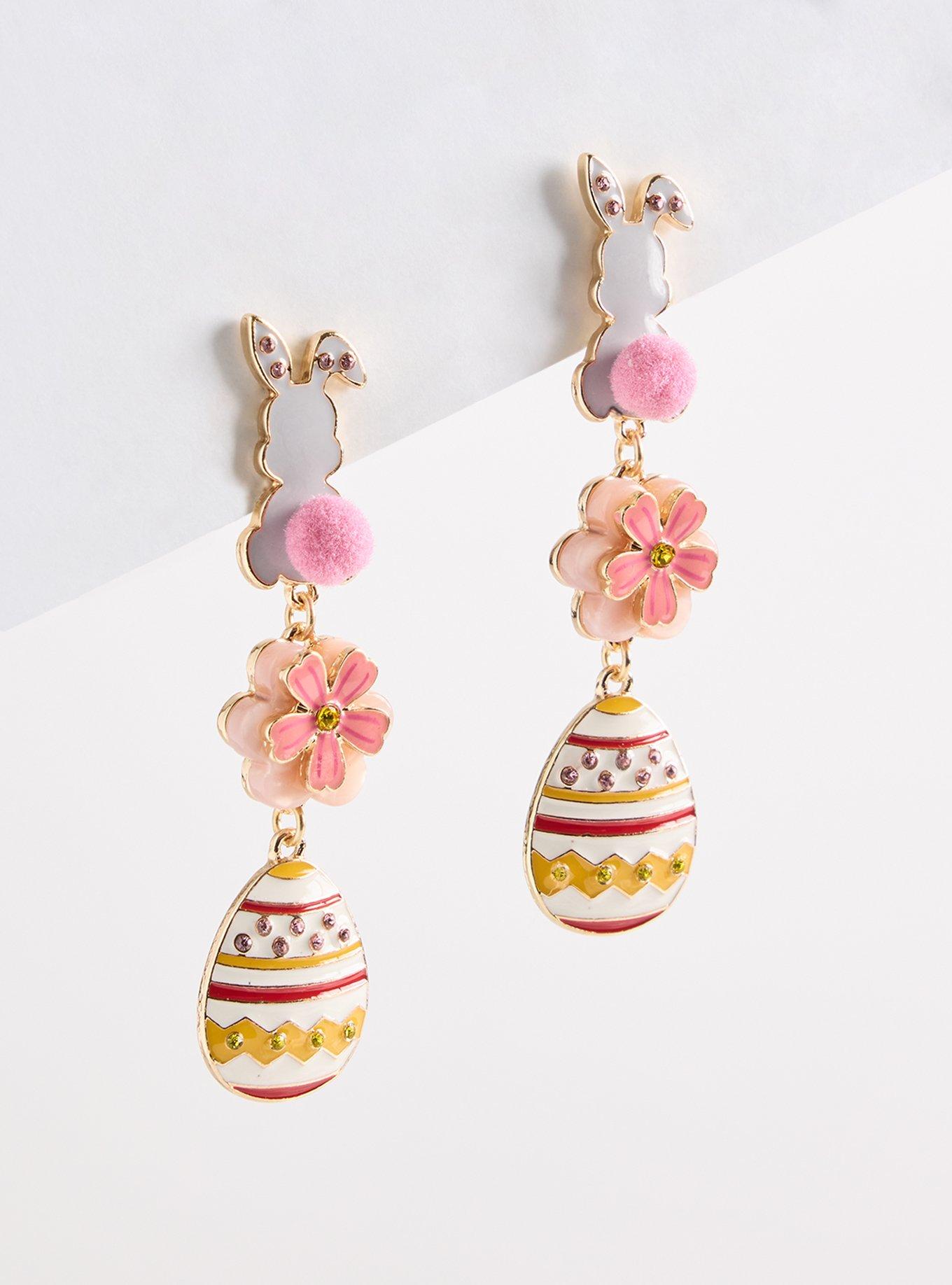 Floral Bunny Linear Earring, , hi-res