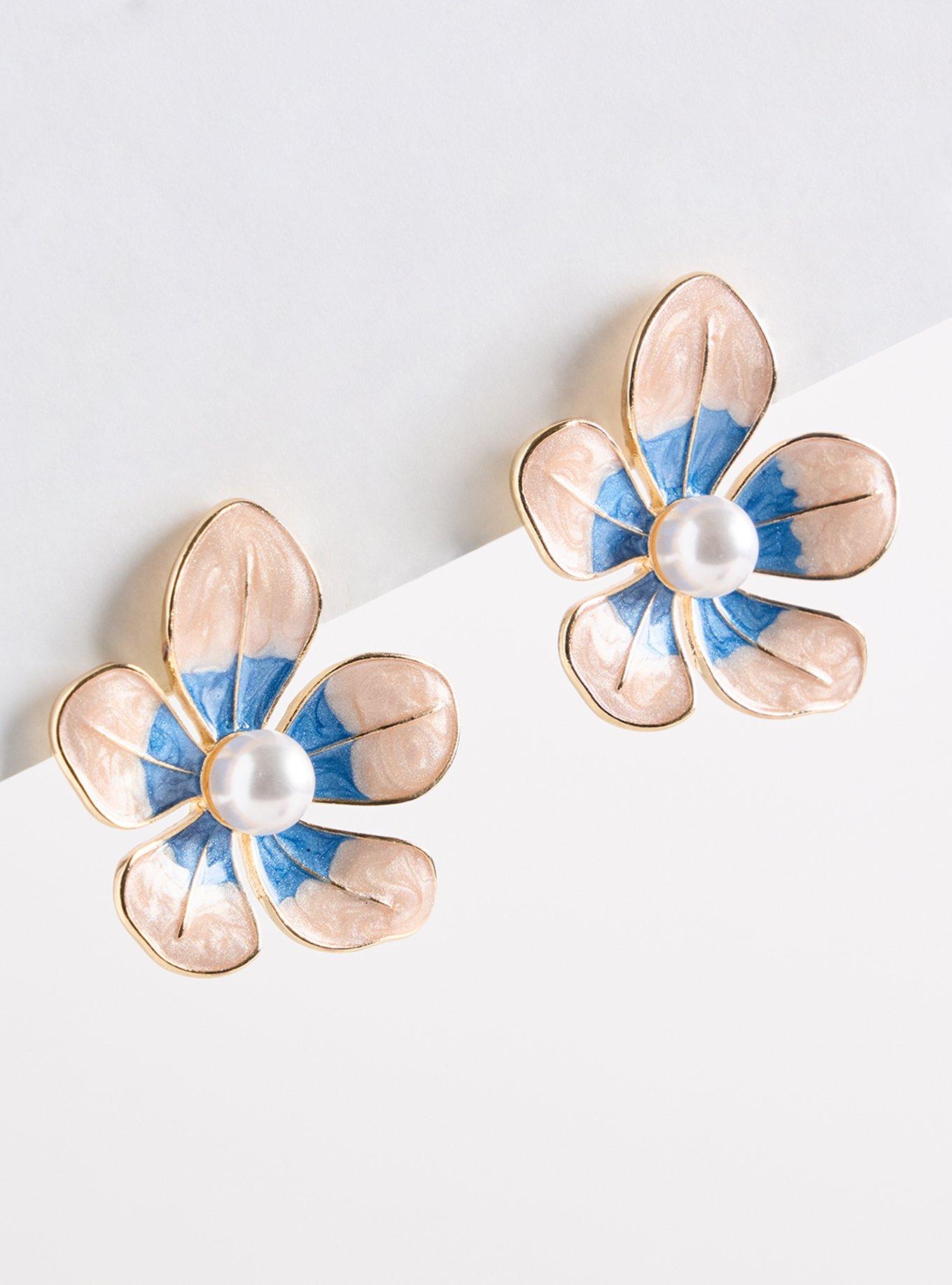 Pearl Floral Statement Stud, , hi-res