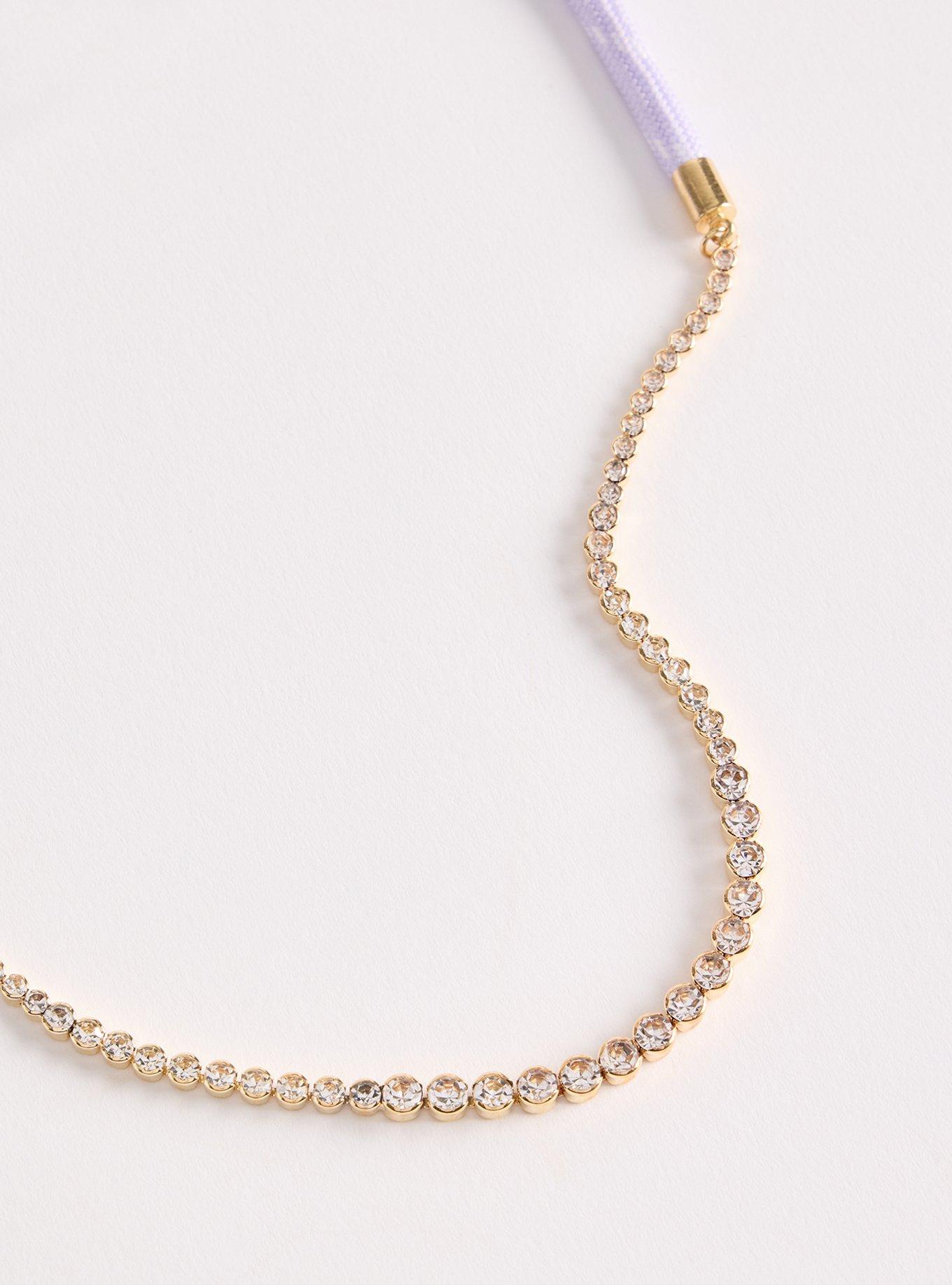 Rhinestone Cord Necklace, , alternate