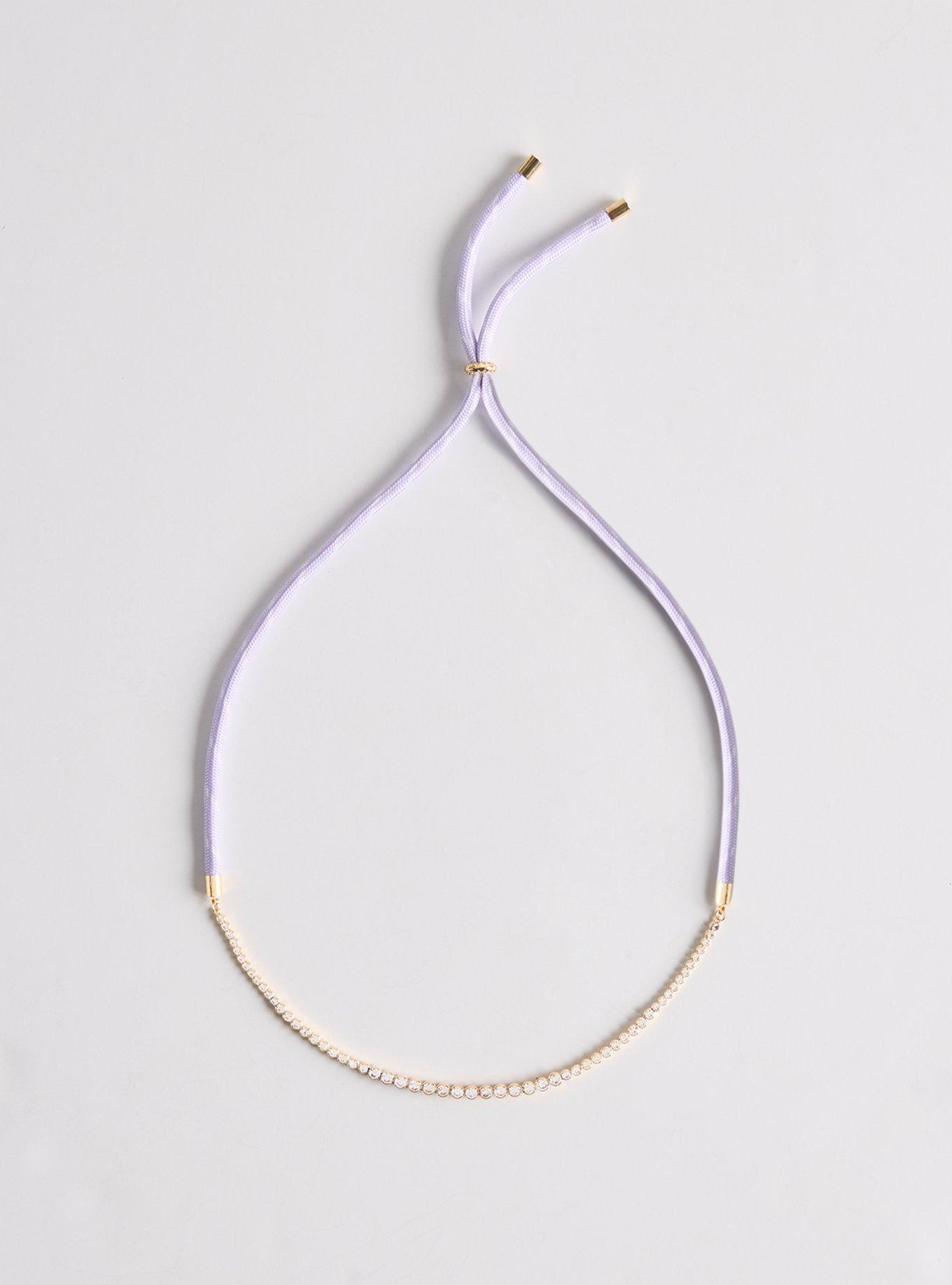 Rhinestone Cord Necklace, , hi-res