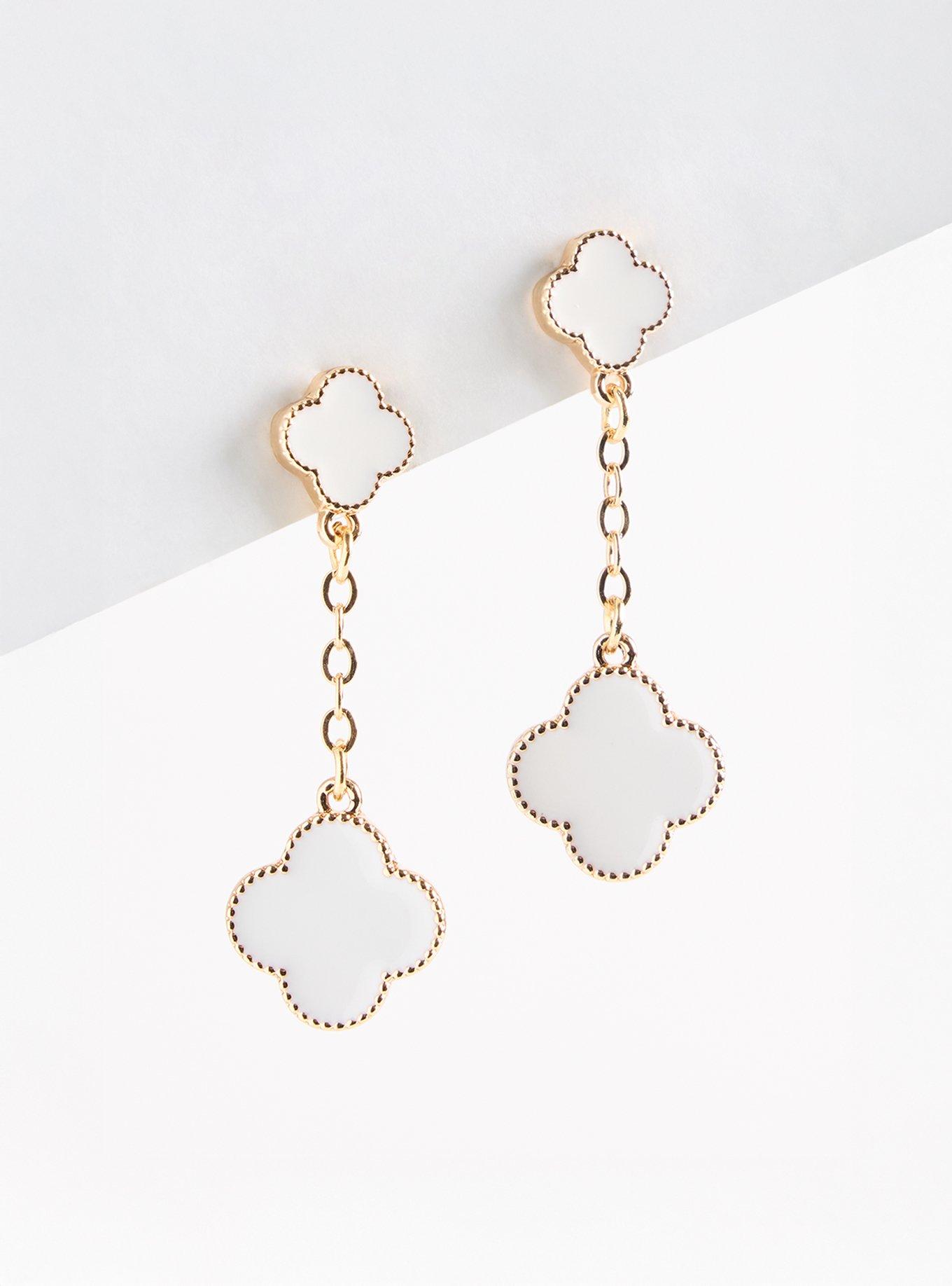 Clover Earring, WHITE, hi-res