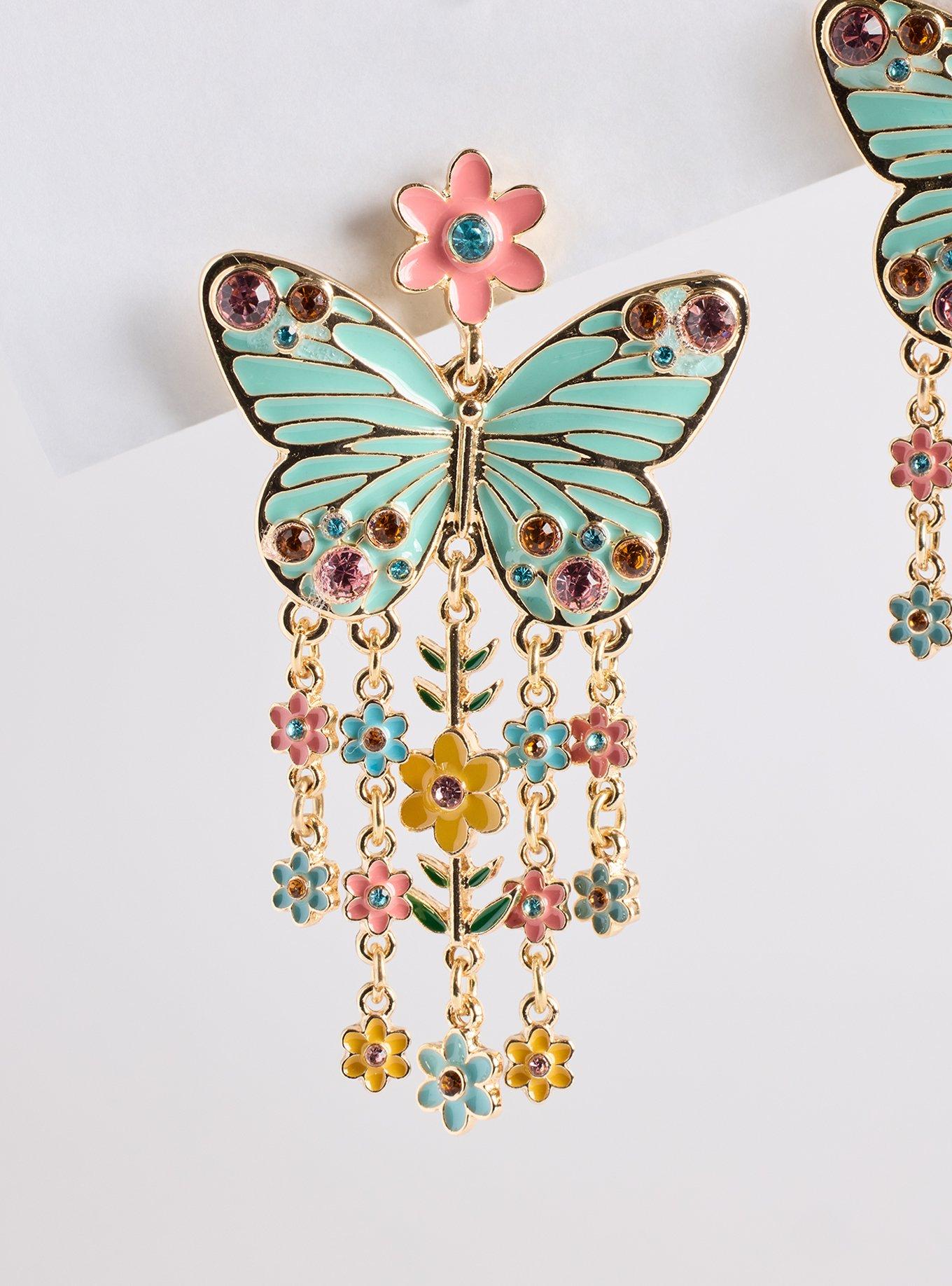 Floral Butterfly Statement Earring, , alternate