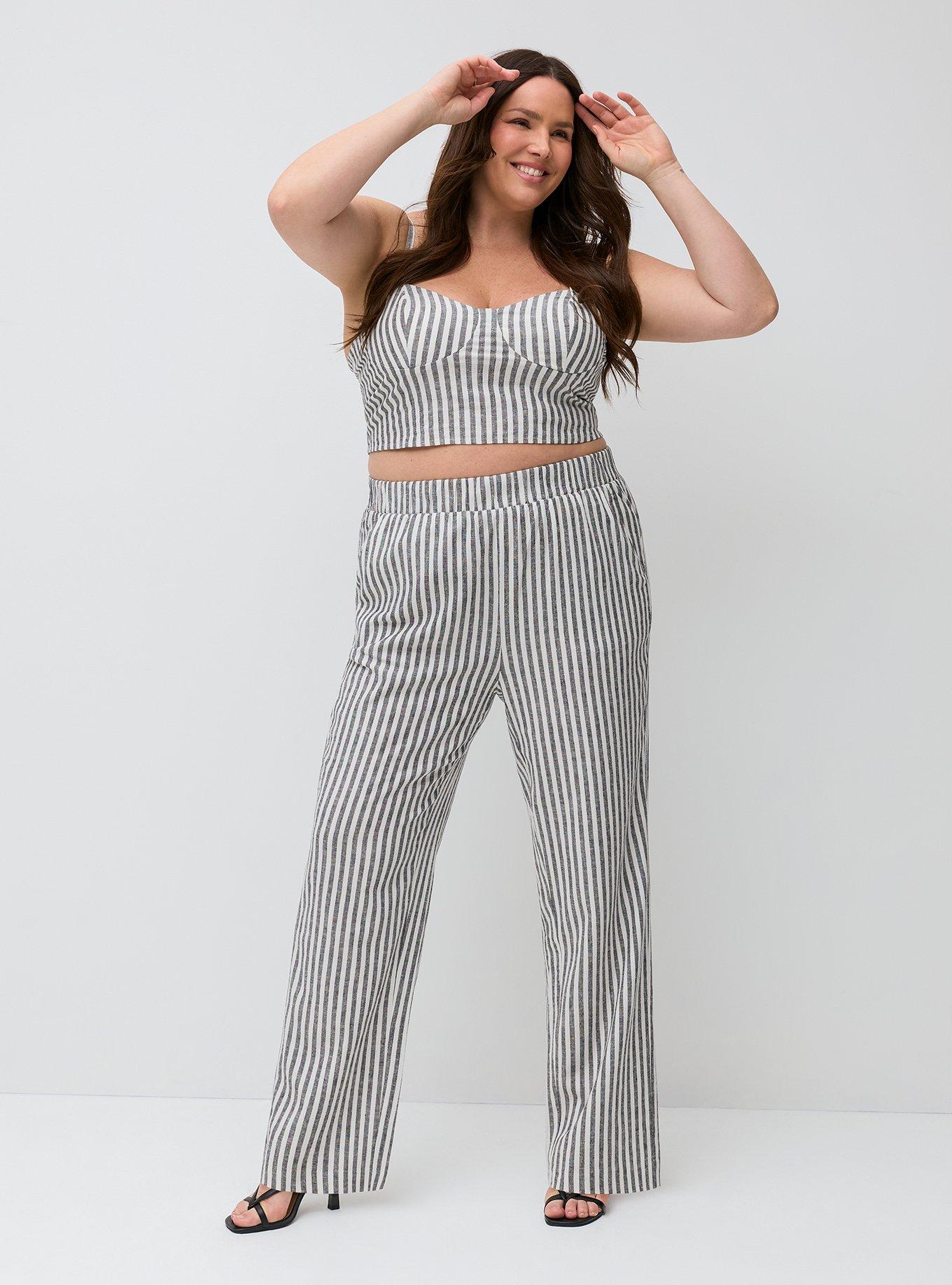 Studio Pull-On Luxe Linen Pant, XANDER STRIPE BLACK, alternate