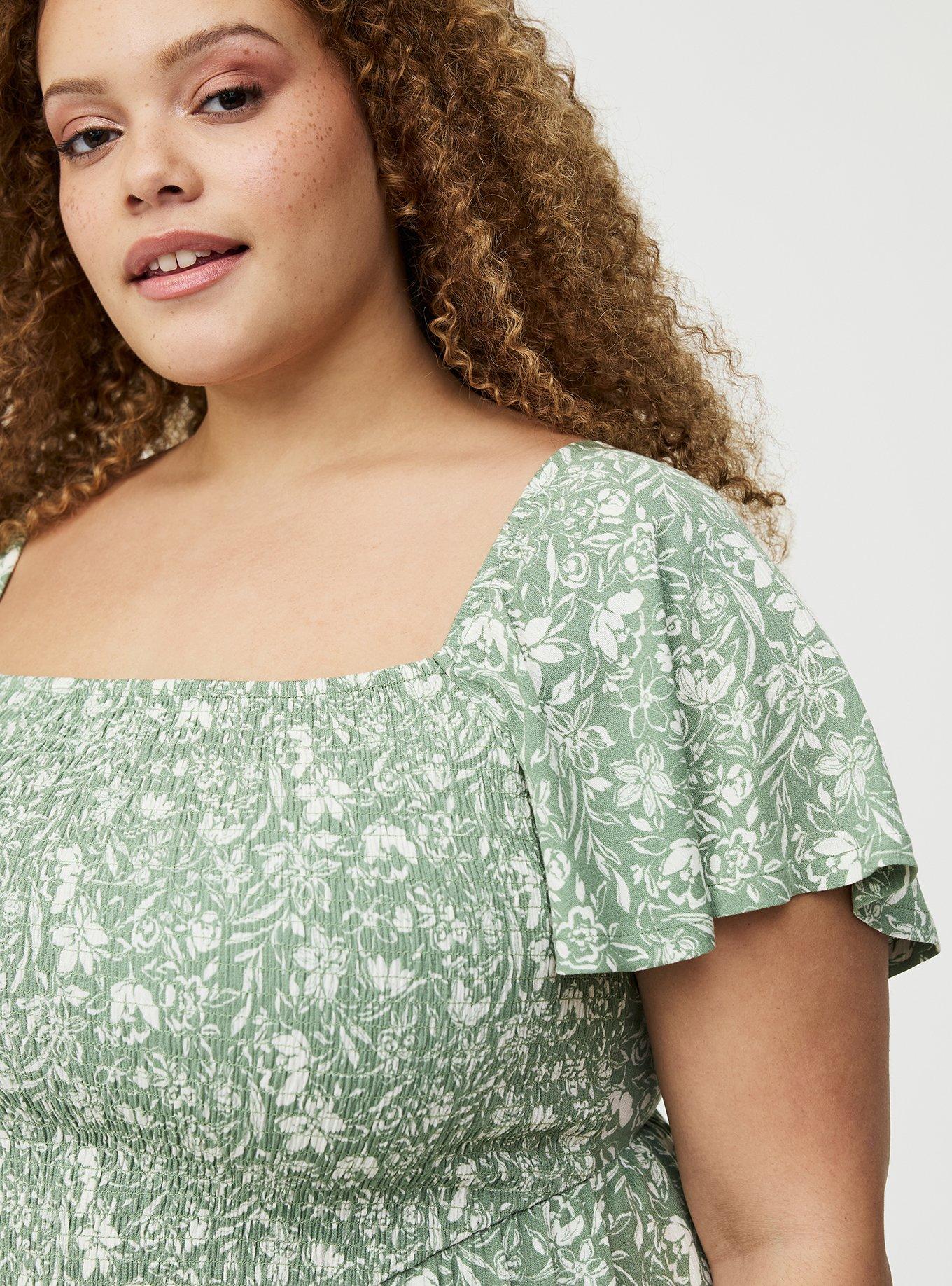 Basque Waist Flutter Sleeve Maxi Dress, STEPH FLORAL GREEN, alternate