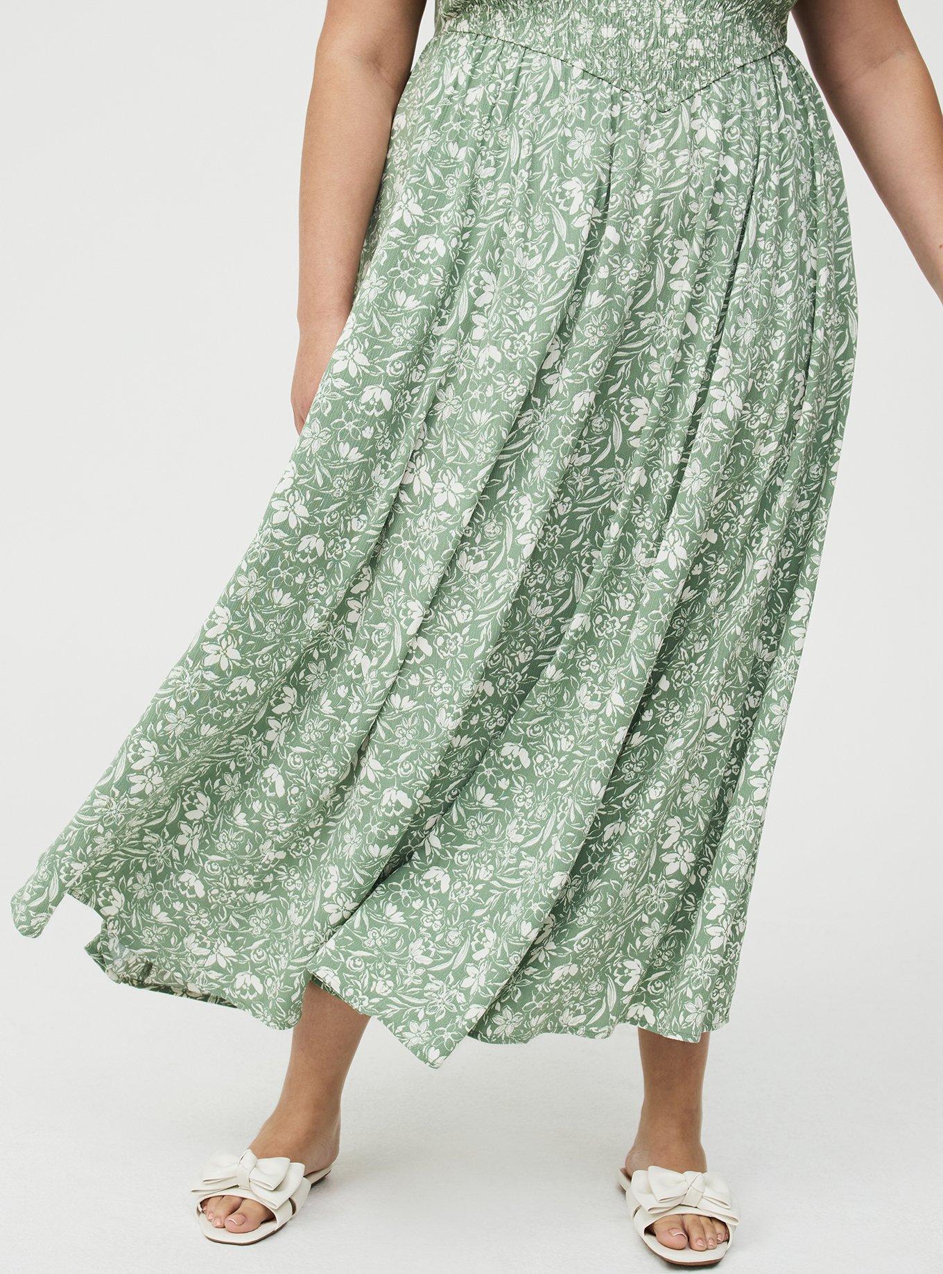 Basque Waist Flutter Sleeve Maxi Dress, STEPH FLORAL GREEN, alternate