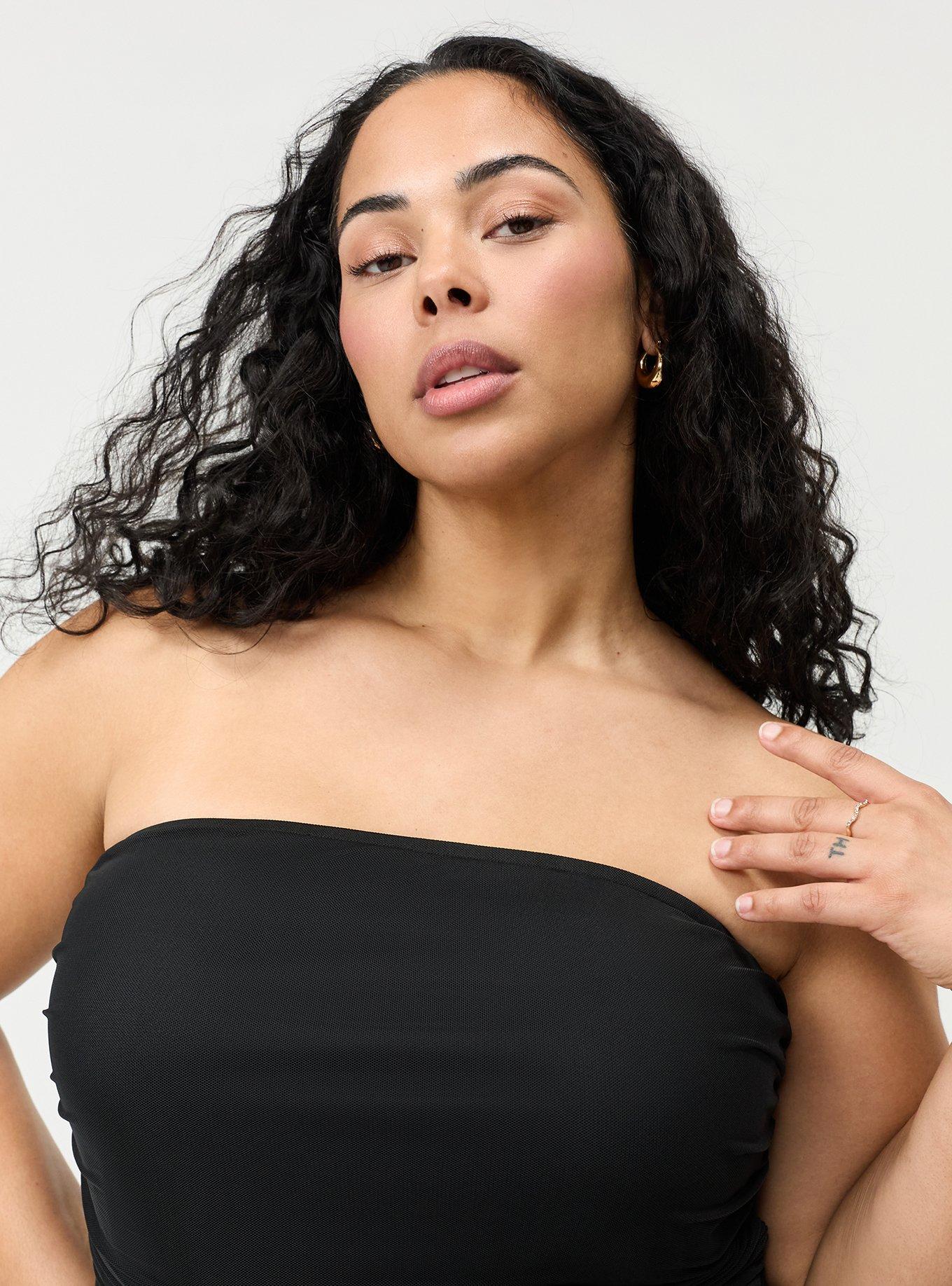 Mesh Tube Bodycon Dress, DEEP BLACK, alternate