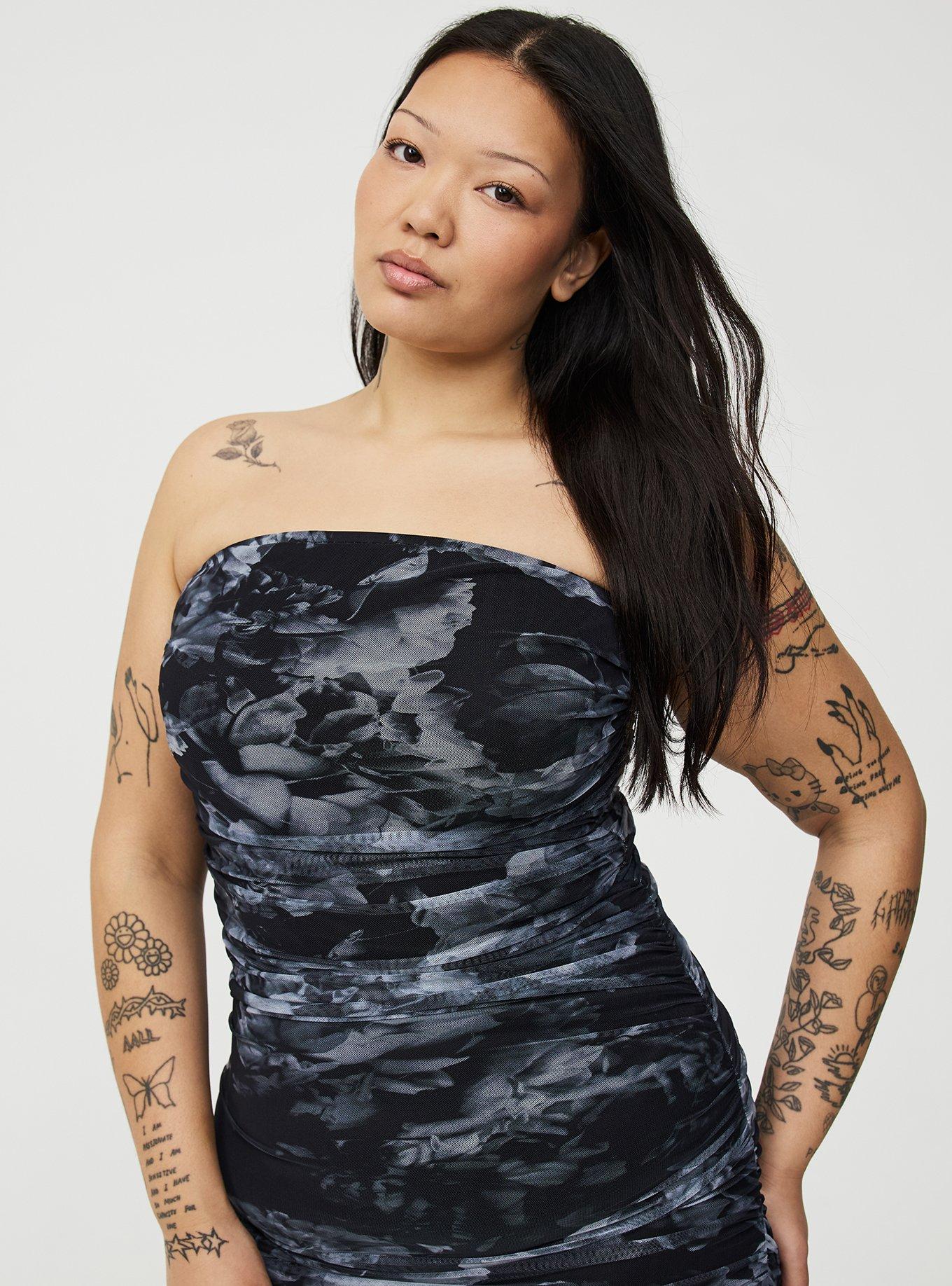 Mesh Tube Bodycon Dress, VERONA FLORAL GREY, alternate