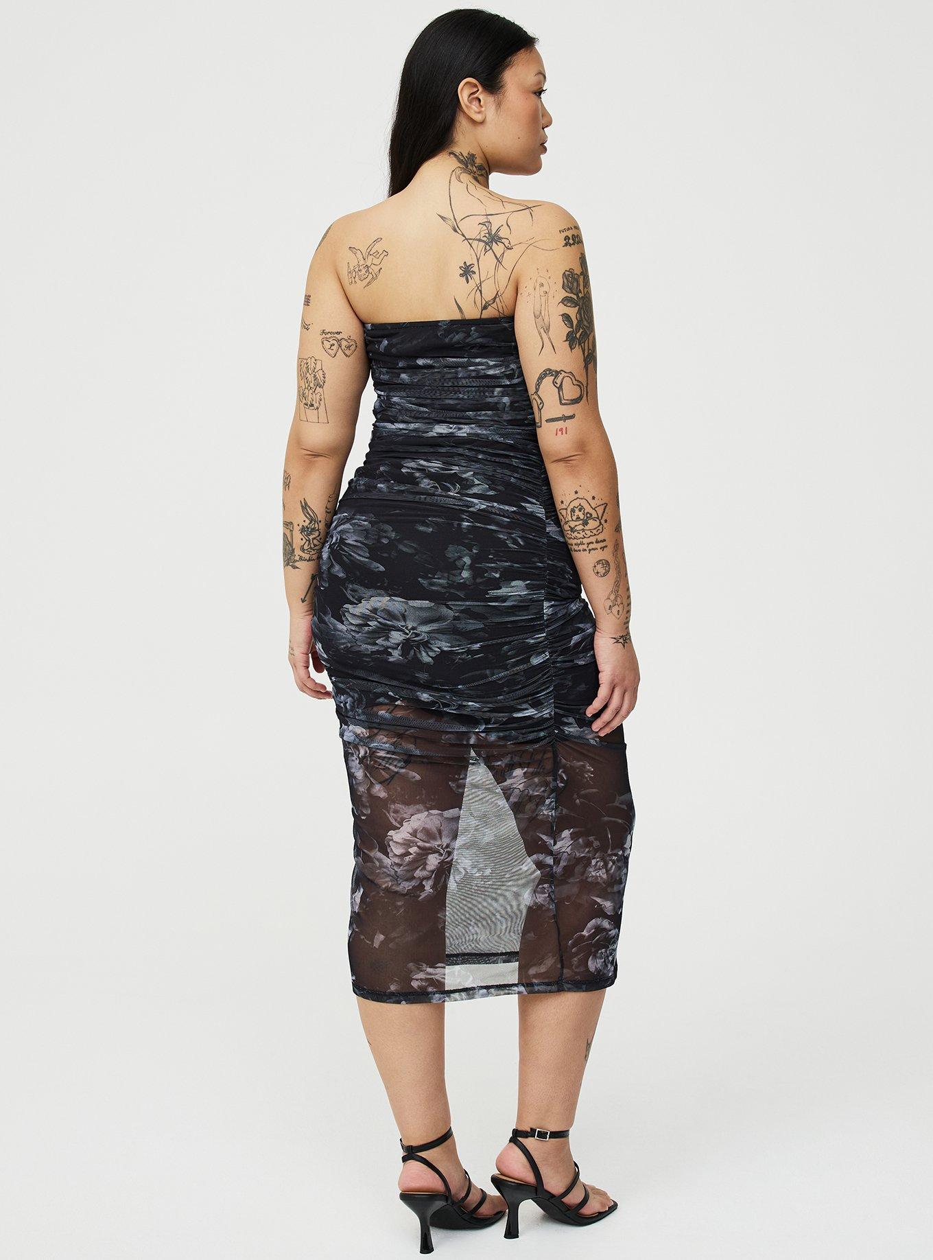 Mesh Tube Bodycon Dress, VERONA FLORAL GREY, alternate