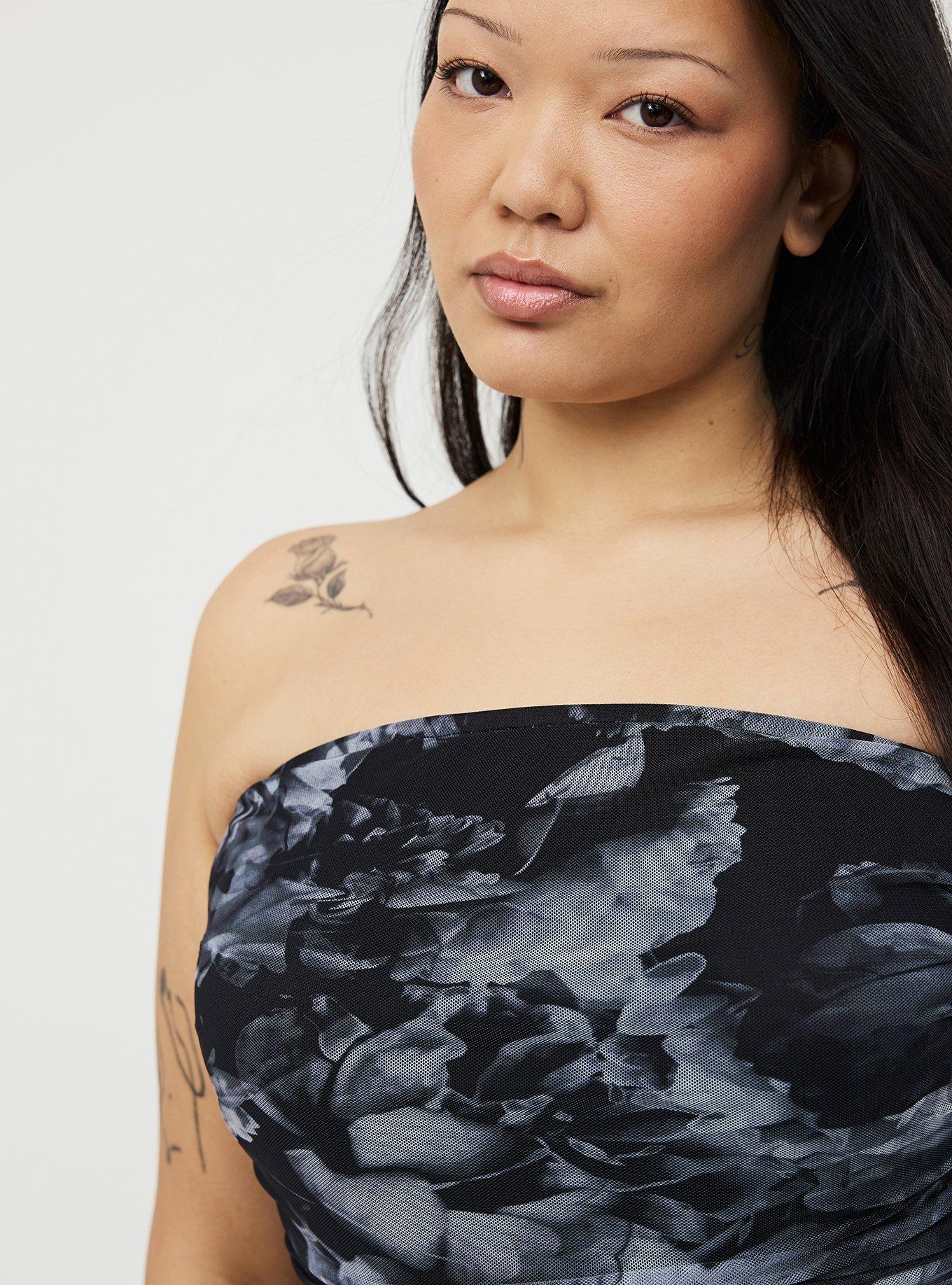 Mesh Tube Bodycon Dress, VERONA FLORAL GREY, alternate