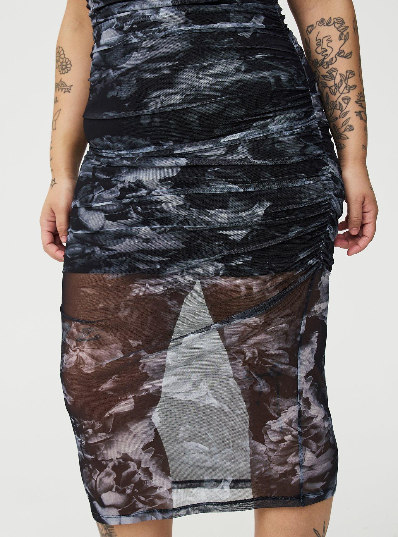 Mesh Tube Bodycon Dress, VERONA FLORAL GREY, alternate