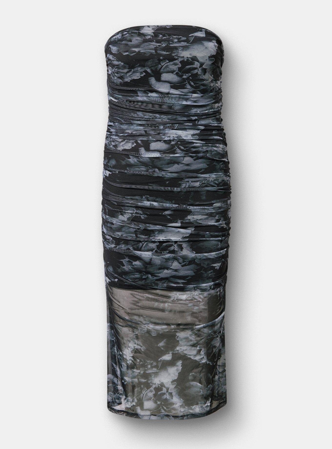 Mesh Tube Bodycon Dress, VERONA FLORAL GREY, hi-res