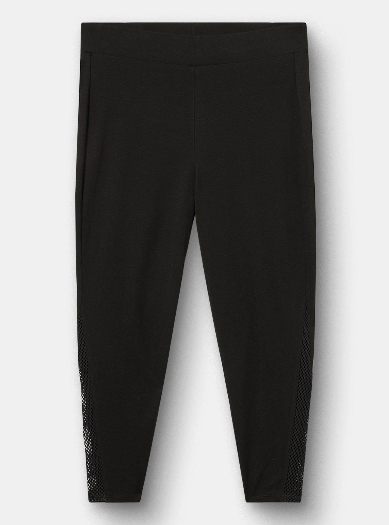 Crop Fishnet Inset Legging, DEEP BLACK, hi-res