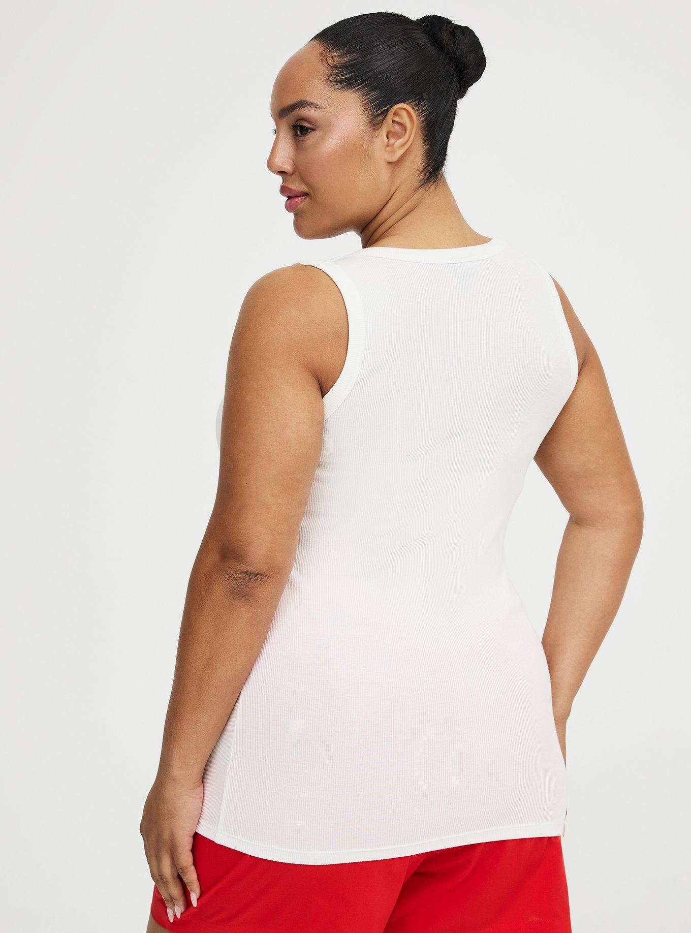 Cotton Modal Rib Crochet Strap Tank, BLANC DE BLANC, alternate