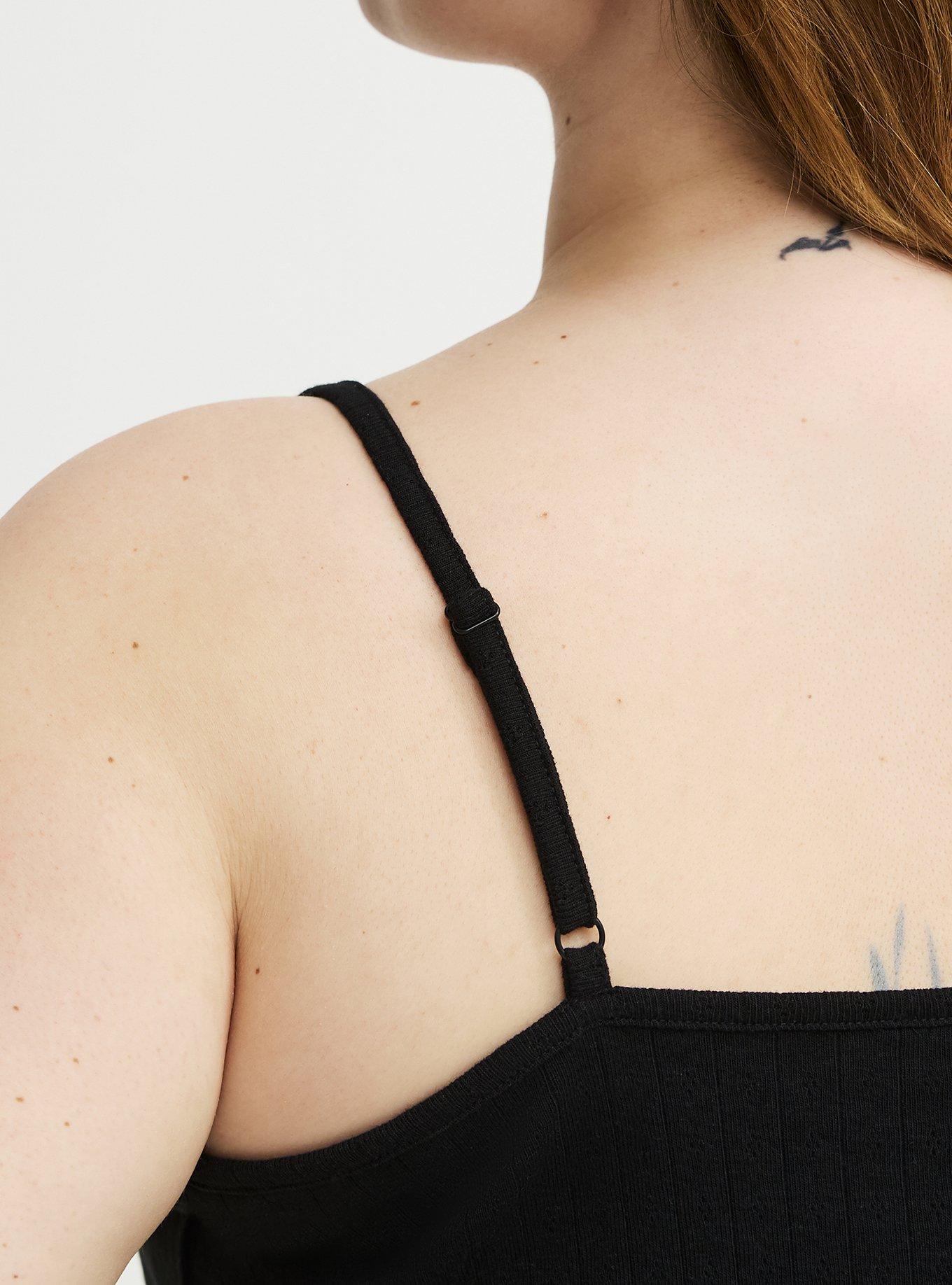 Pointelle Lace Trim Cami, DEEP BLACK, alternate