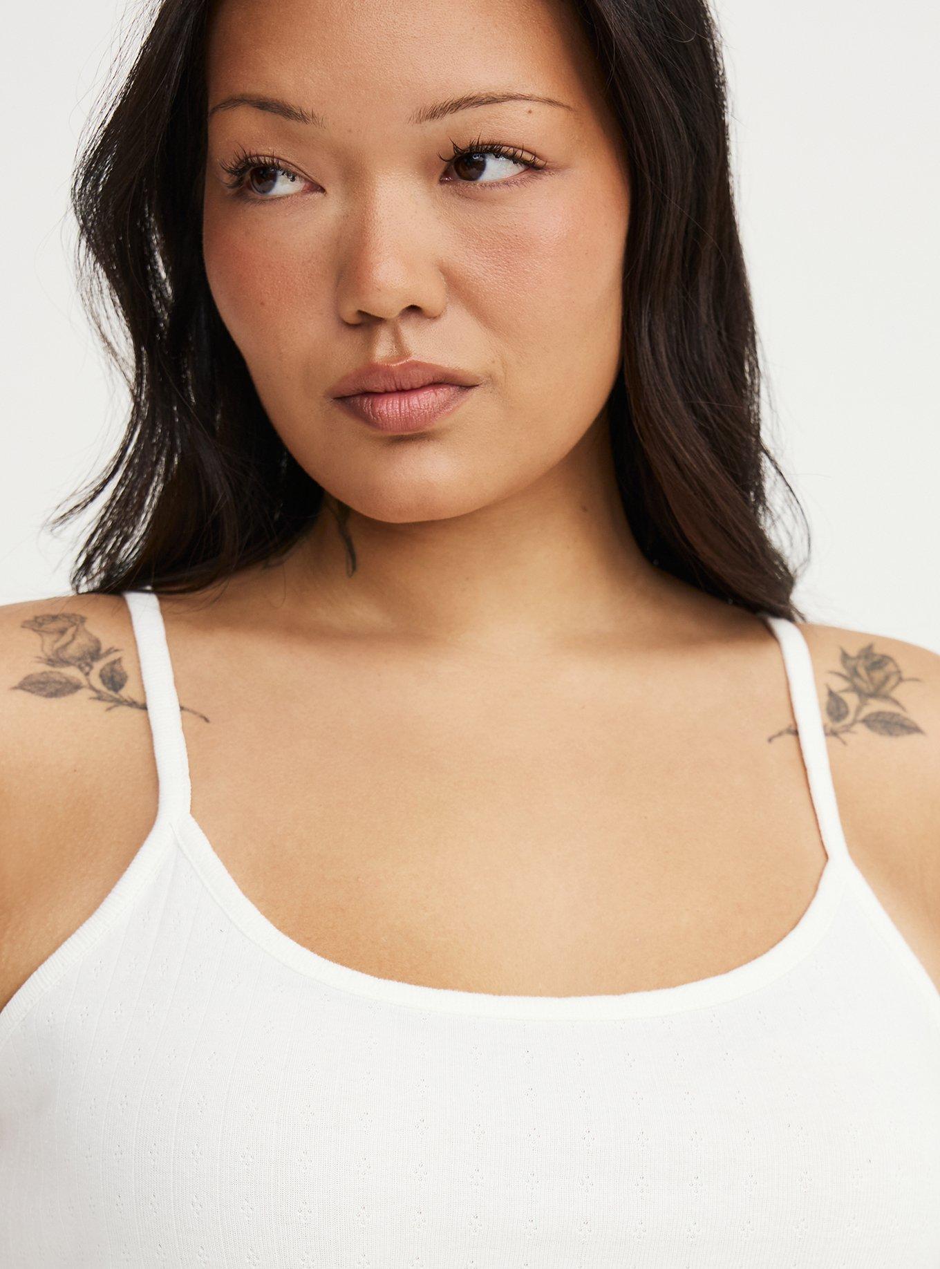 Pointelle Lace Trim Cami, BLANC DE BLANC, alternate