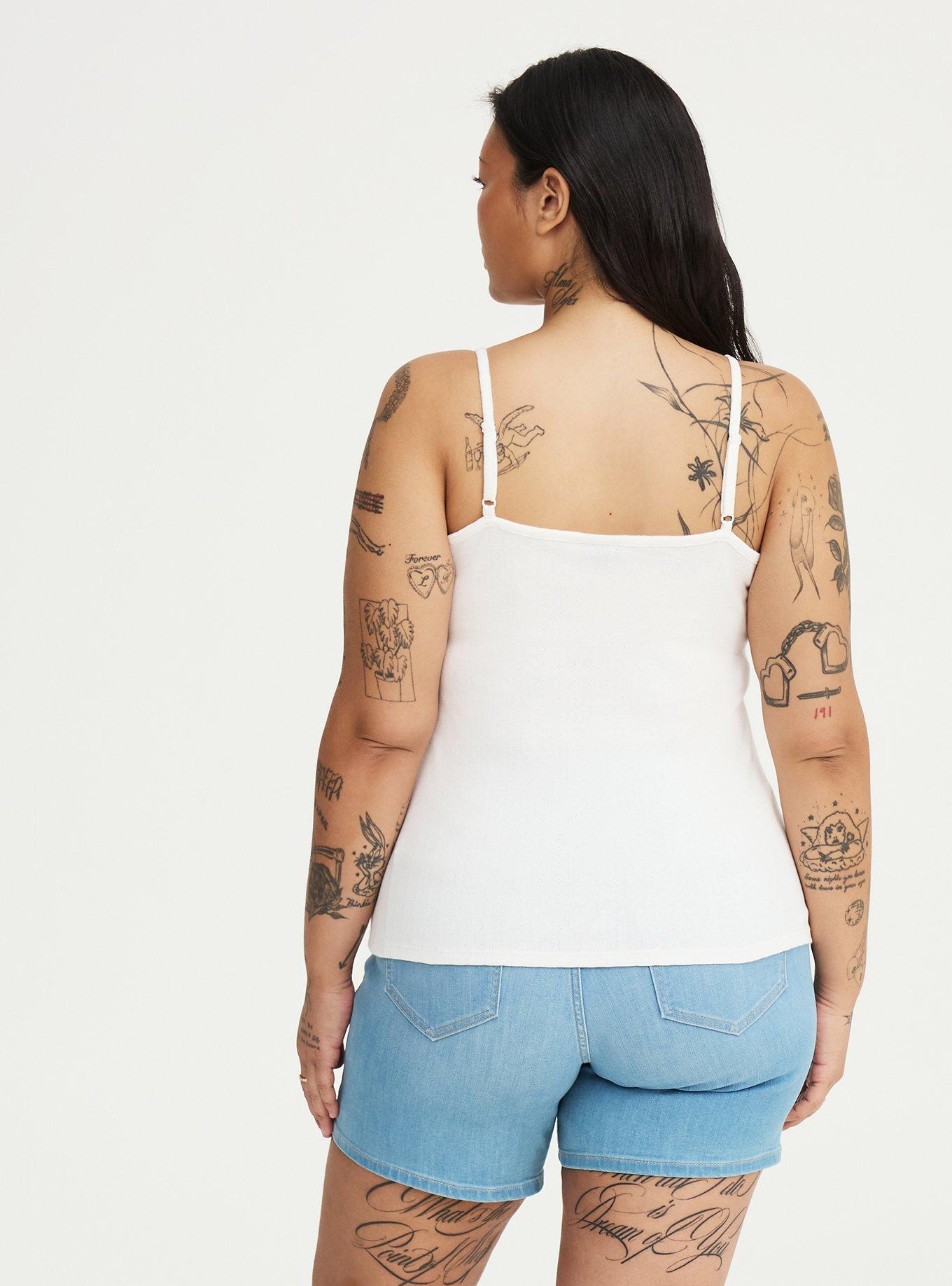 Pointelle Lace Trim Cami, BLANC DE BLANC, alternate