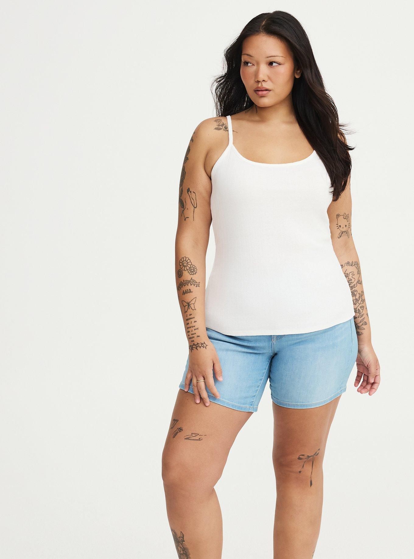 Pointelle Lace Trim Cami, BLANC DE BLANC, alternate