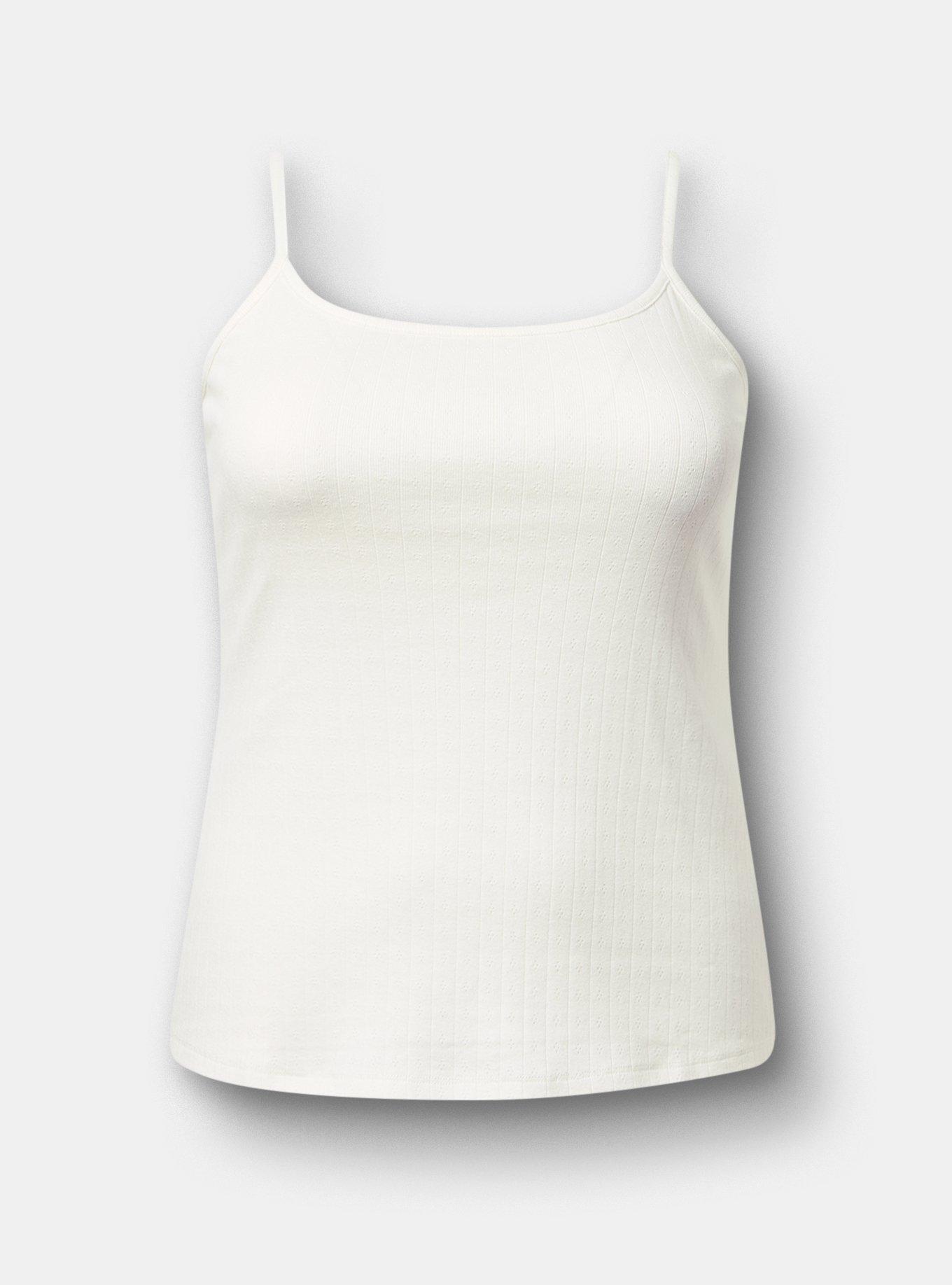 Pointelle Lace Trim Cami, BLANC DE BLANC, hi-res