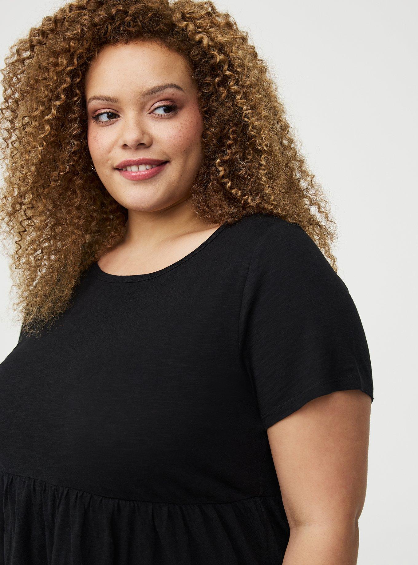 Heritage Slub Tiered Babydoll Top, DEEP BLACK, alternate