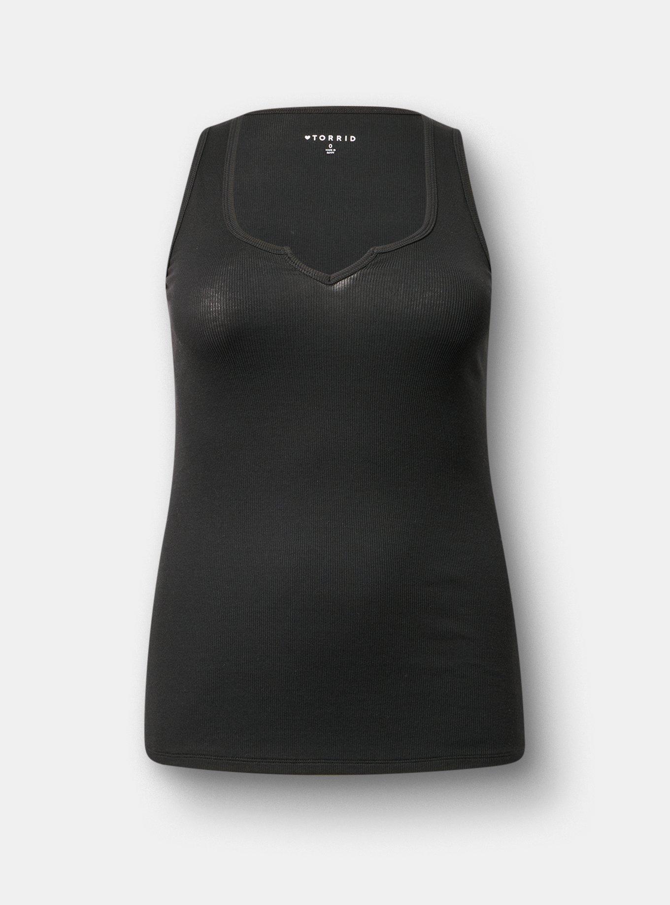 Cotton Modal Rib Notch Scoop Tank, DEEP BLACK, hi-res