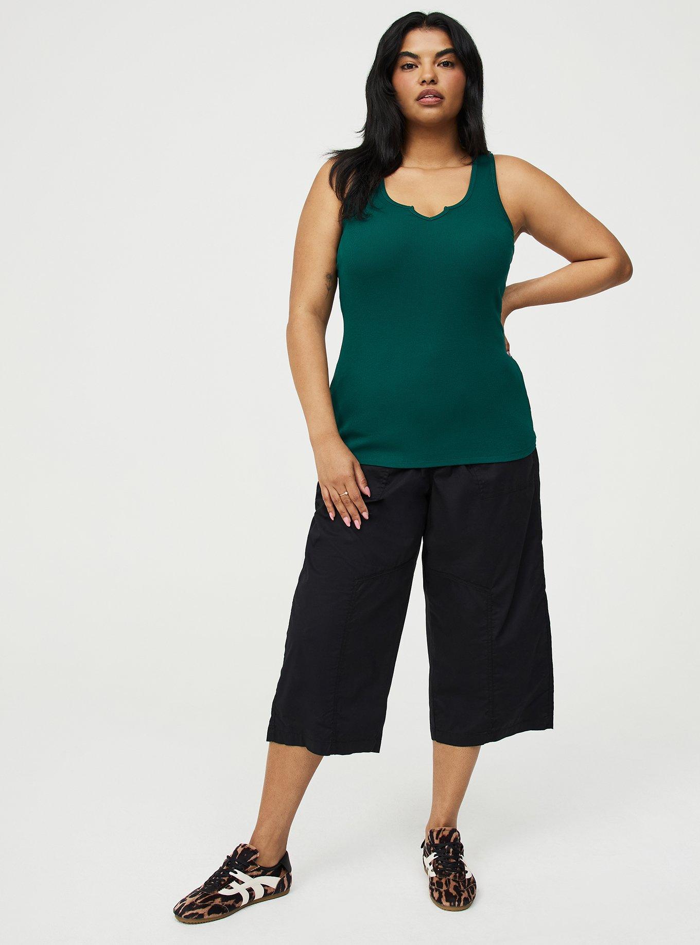 Cotton Modal Rib Notch Scoop Tank, BOTANICAL GARDEN, alternate