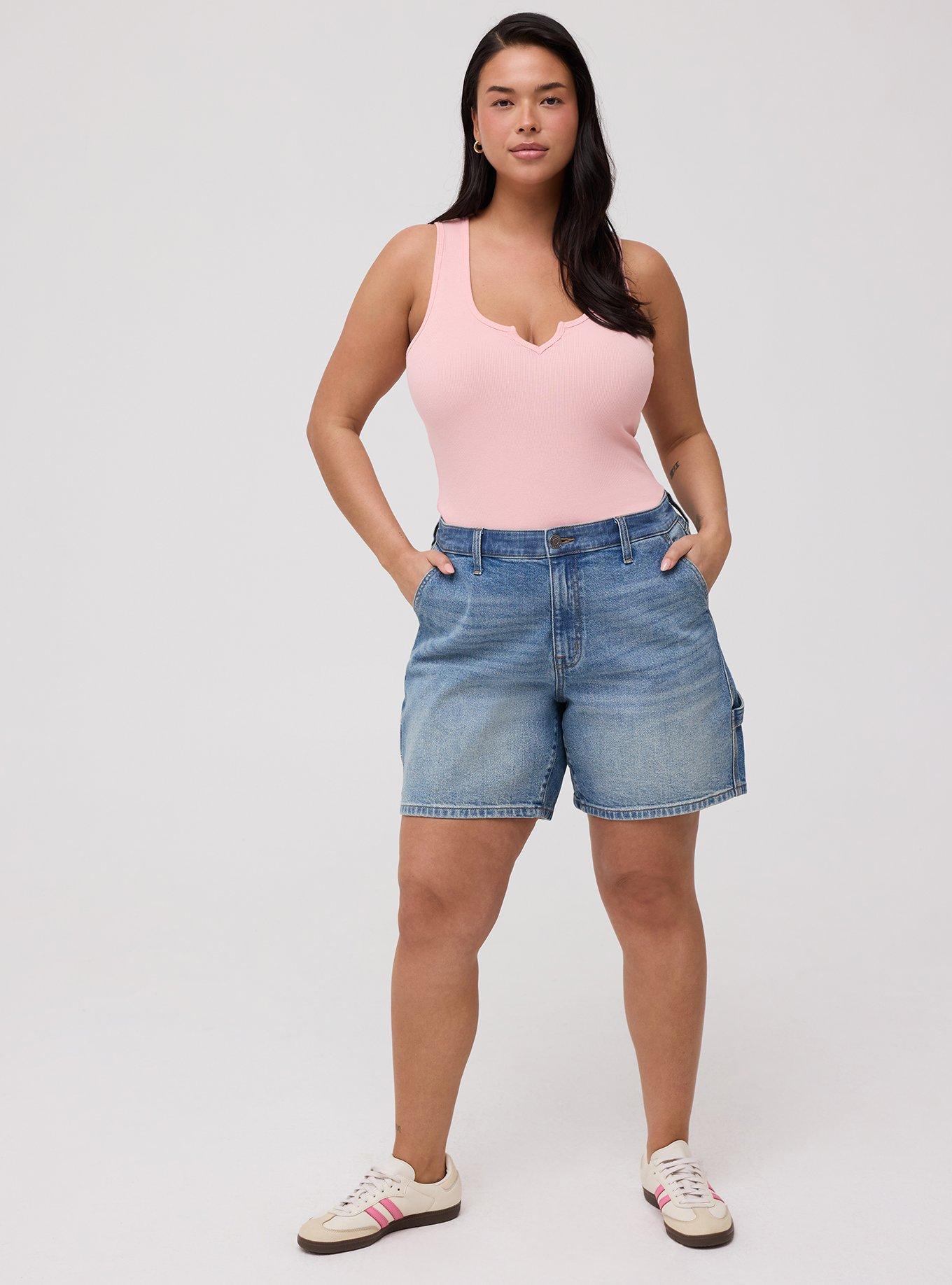 Cotton Modal Rib Notch Scoop Tank, BLOSSOM, alternate