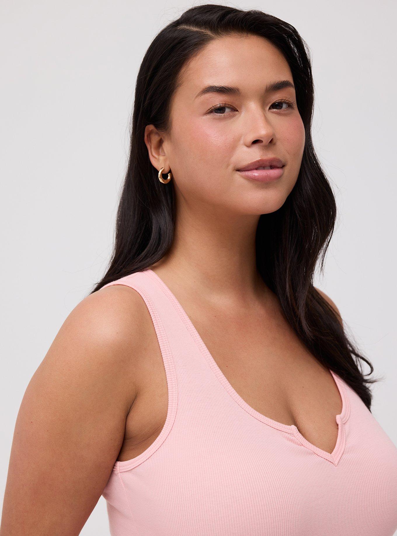 Cotton Modal Rib Notch Scoop Tank, BLOSSOM, alternate